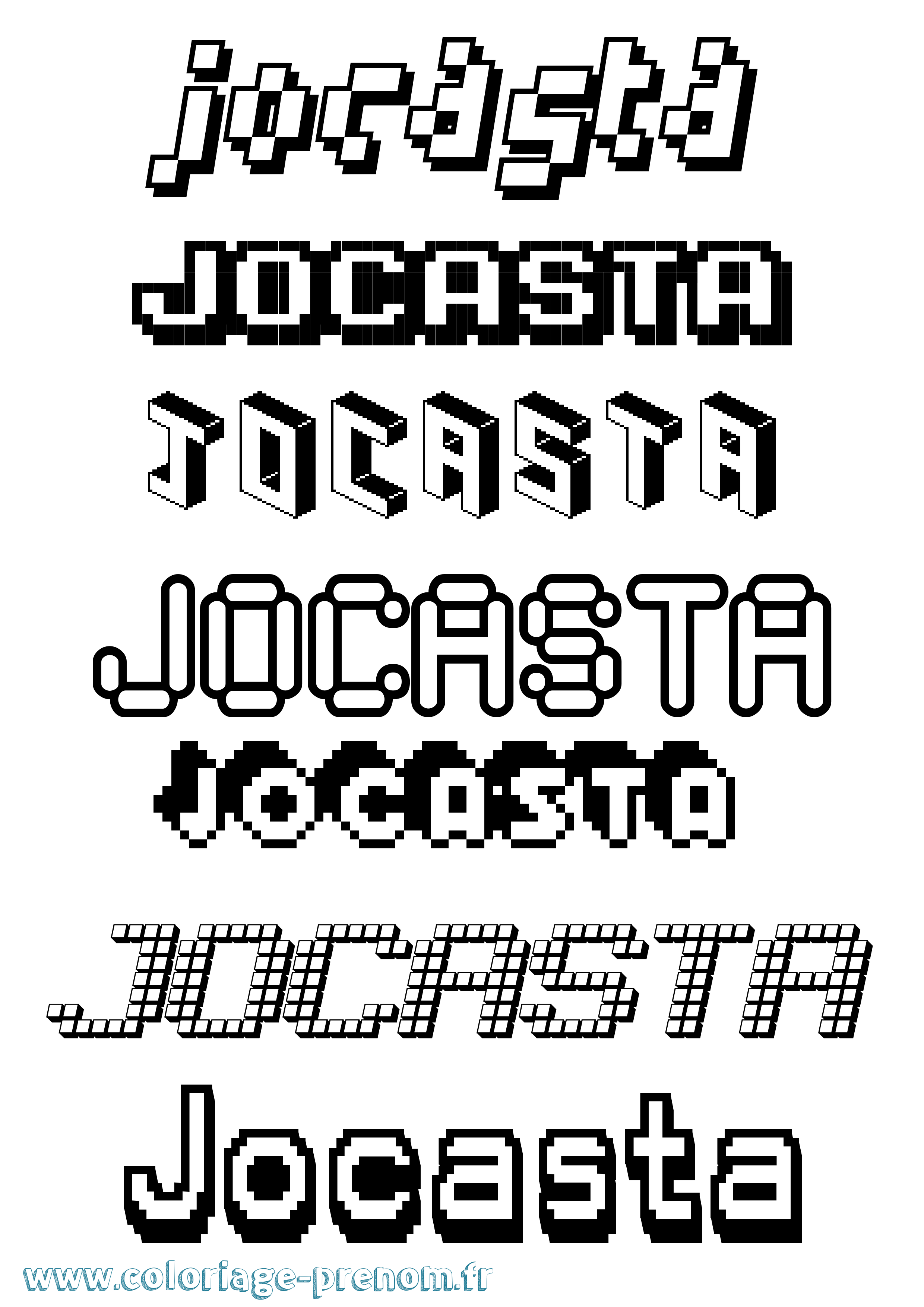Coloriage prénom Jocasta Pixel