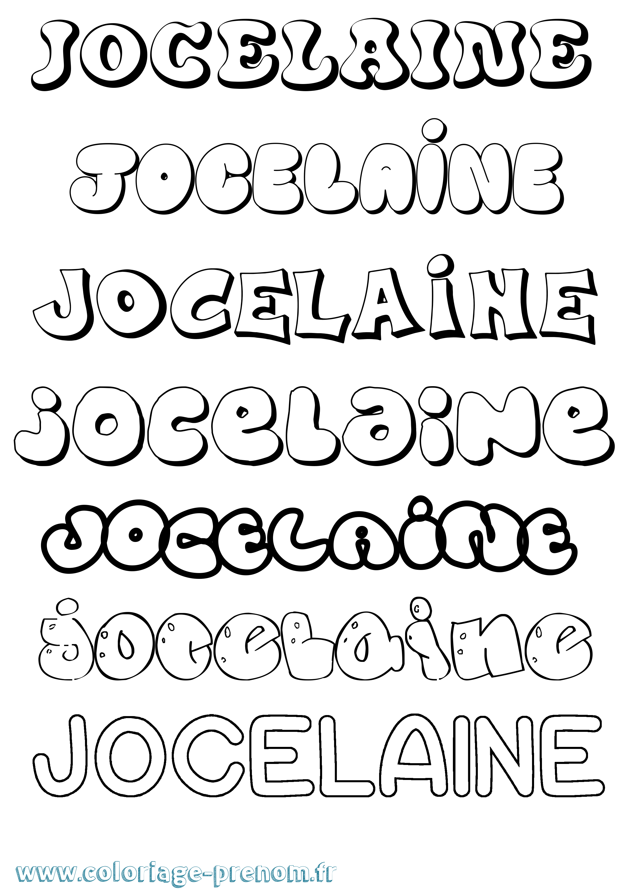 Coloriage prénom Jocelaine Bubble