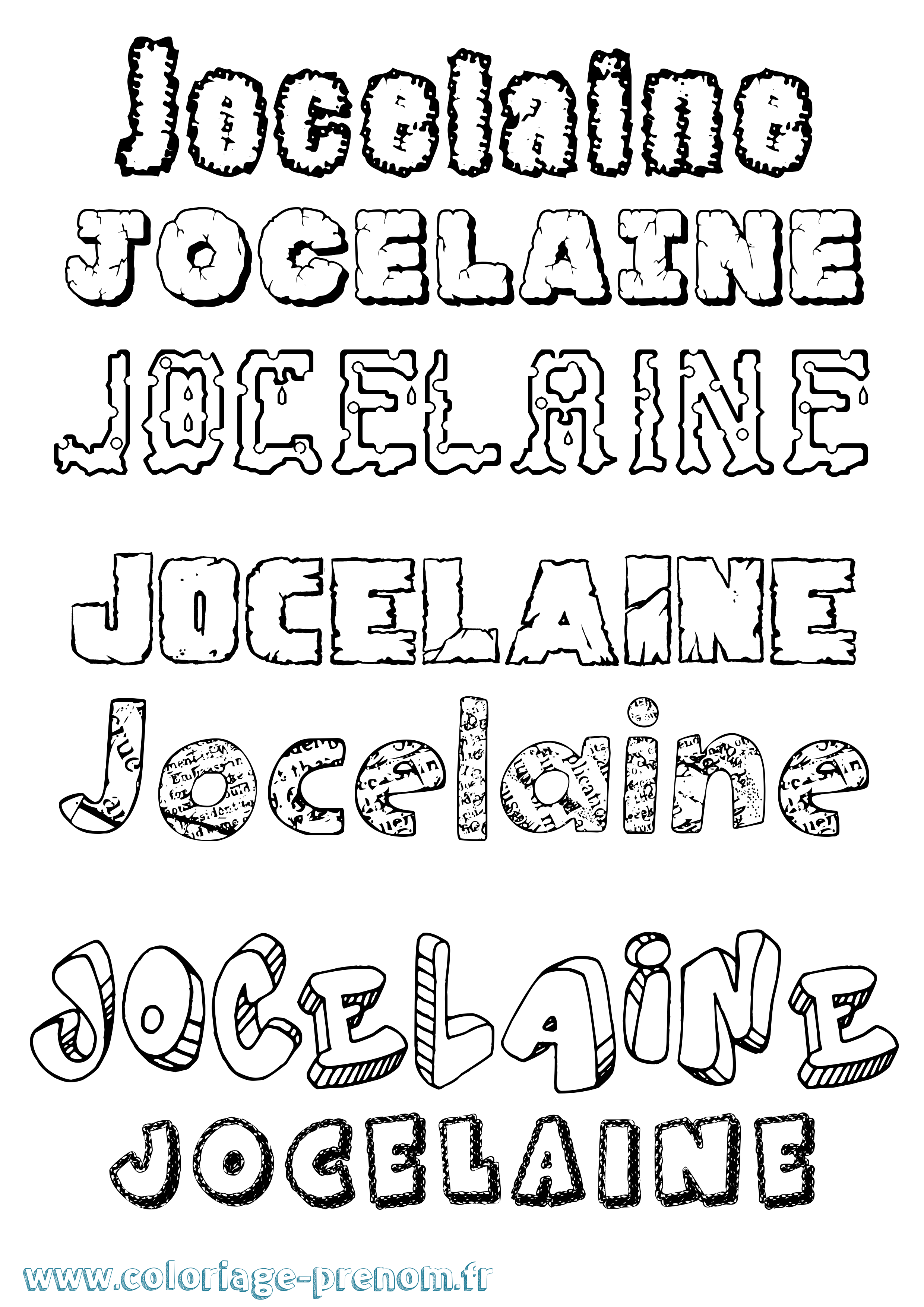 Coloriage prénom Jocelaine Destructuré