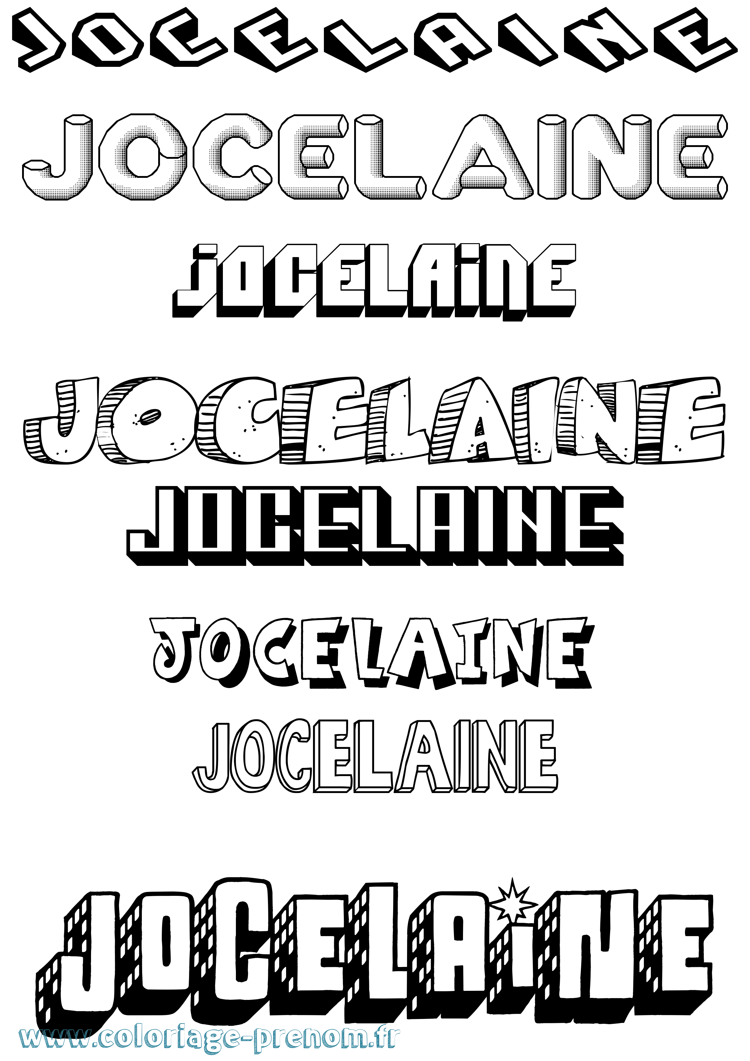 Coloriage prénom Jocelaine Effet 3D