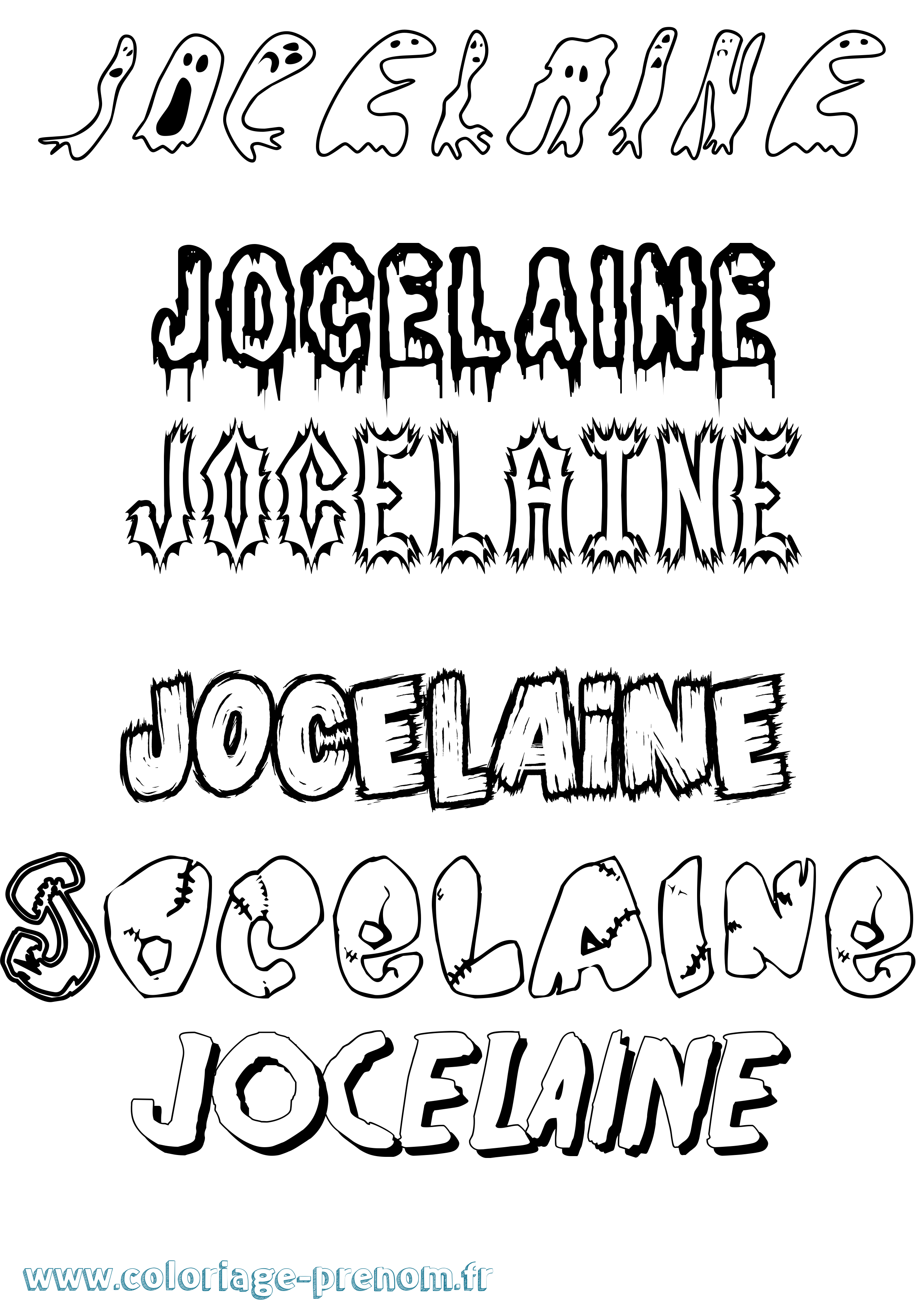 Coloriage prénom Jocelaine Frisson