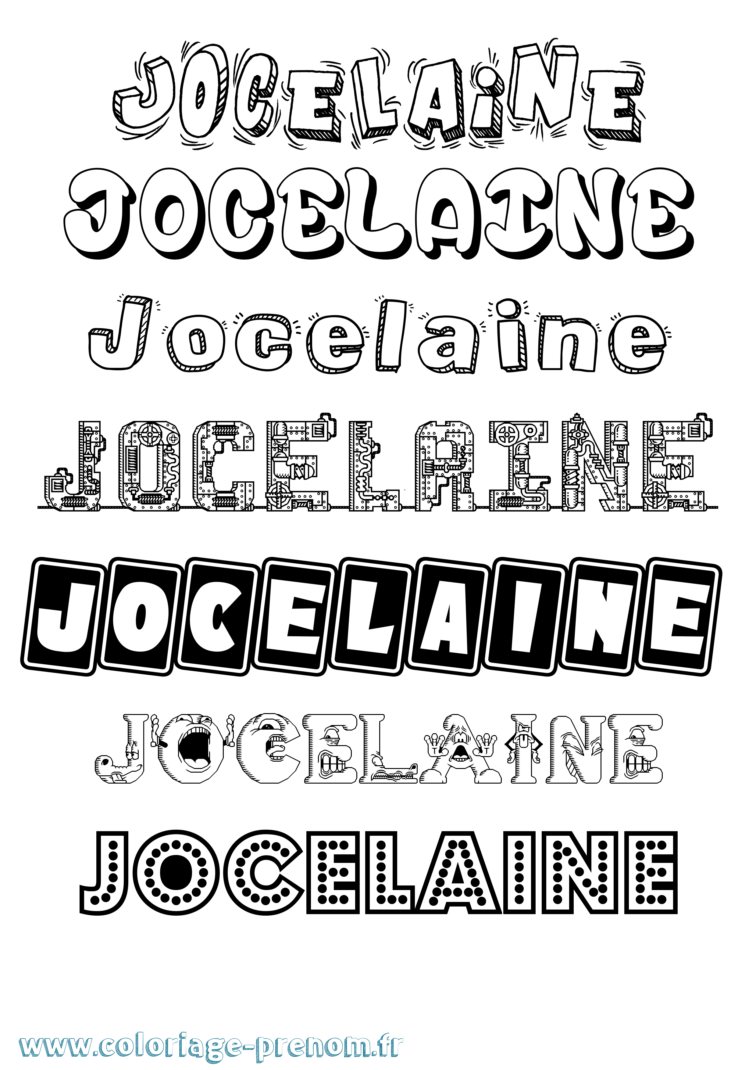 Coloriage prénom Jocelaine Fun