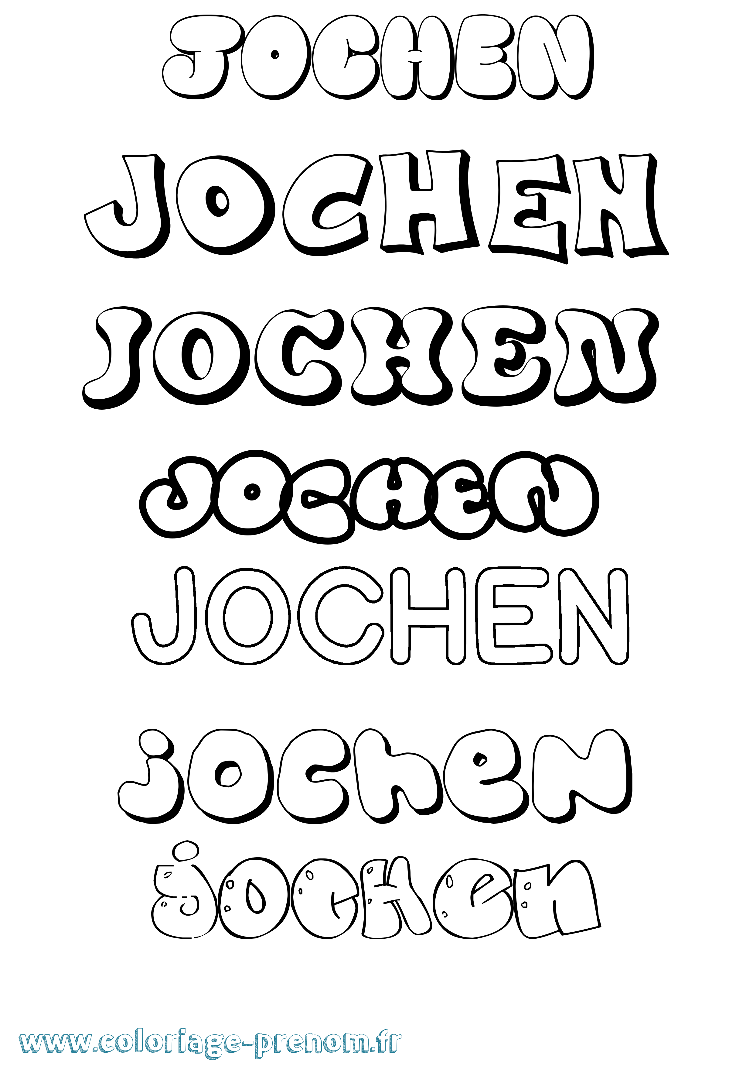 Coloriage Jochen Bubble Coloriage prénom Jochen Bubble