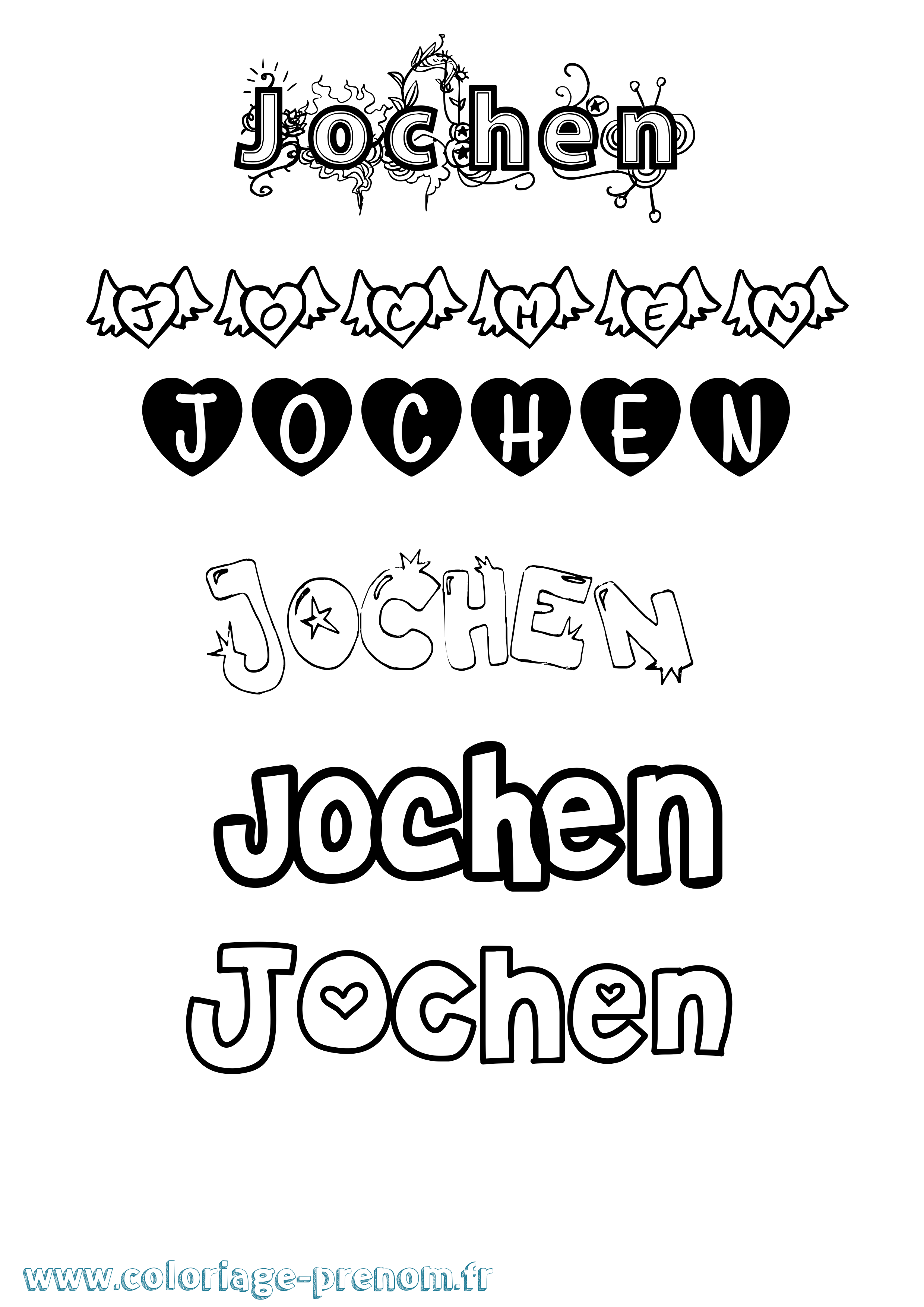 Coloriage Jochen Girly Coloriage prénom Jochen Girly