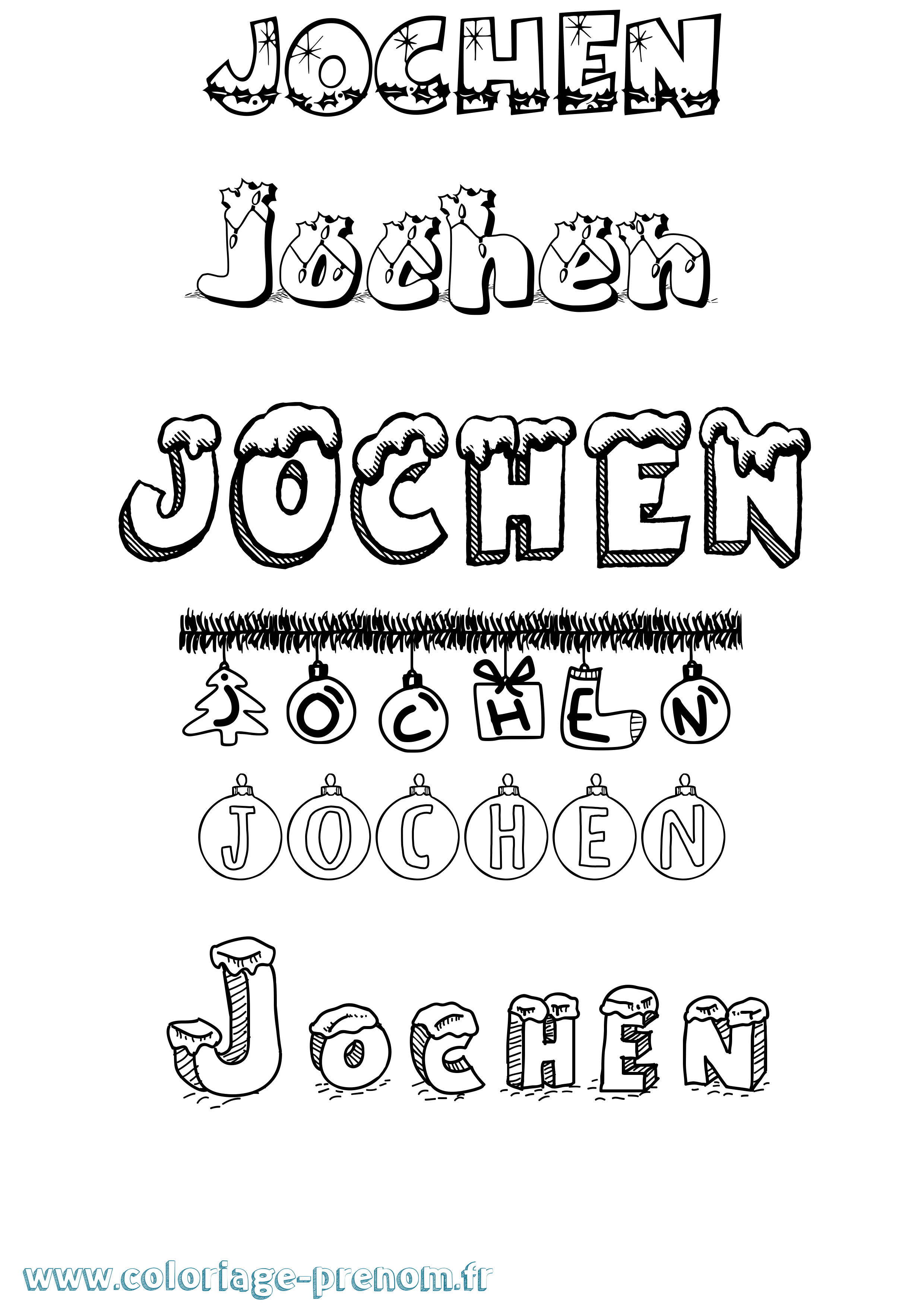 Coloriage Jochen Noël Coloriage prénom Jochen Noël