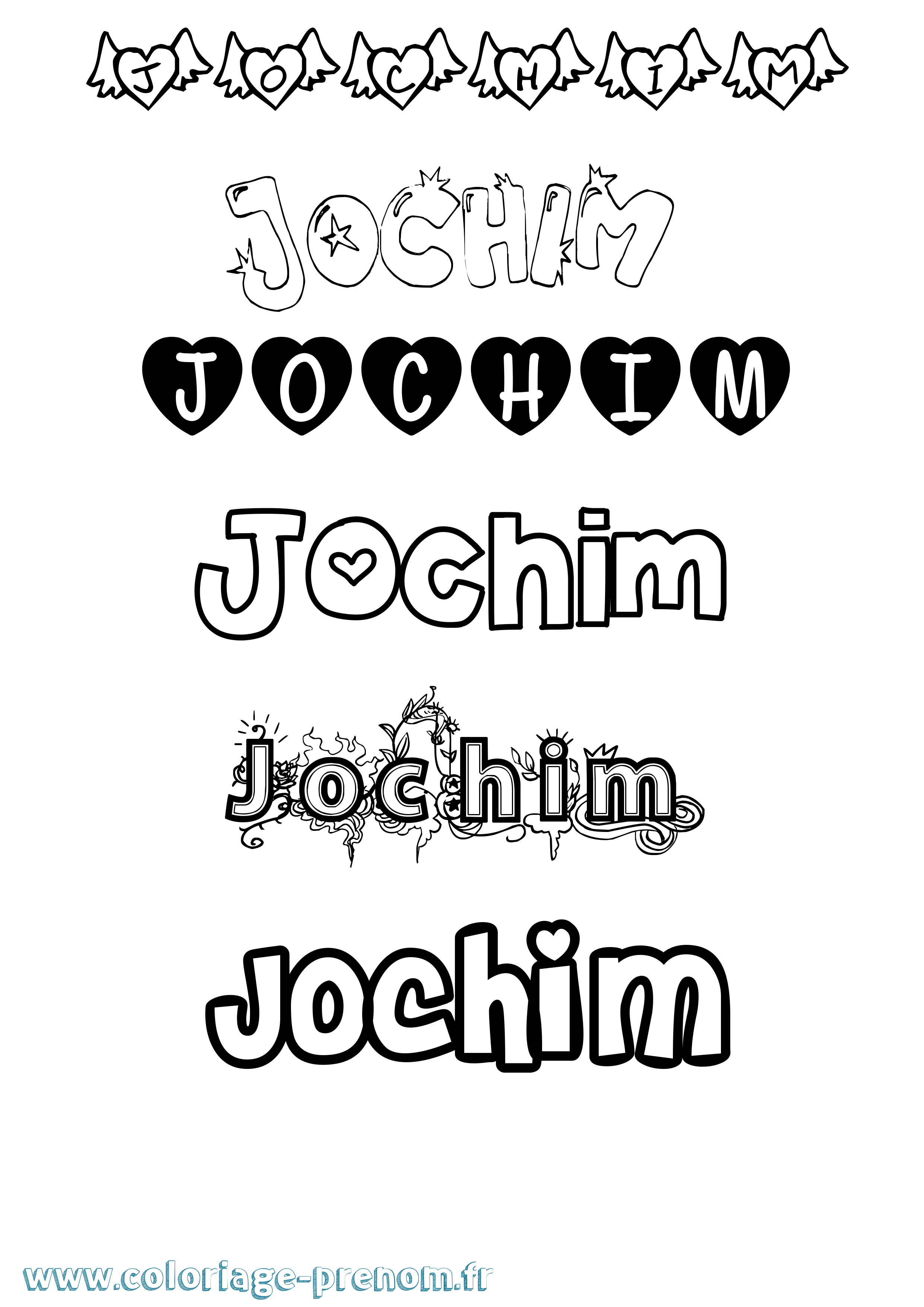 Coloriage prénom Jochim Girly