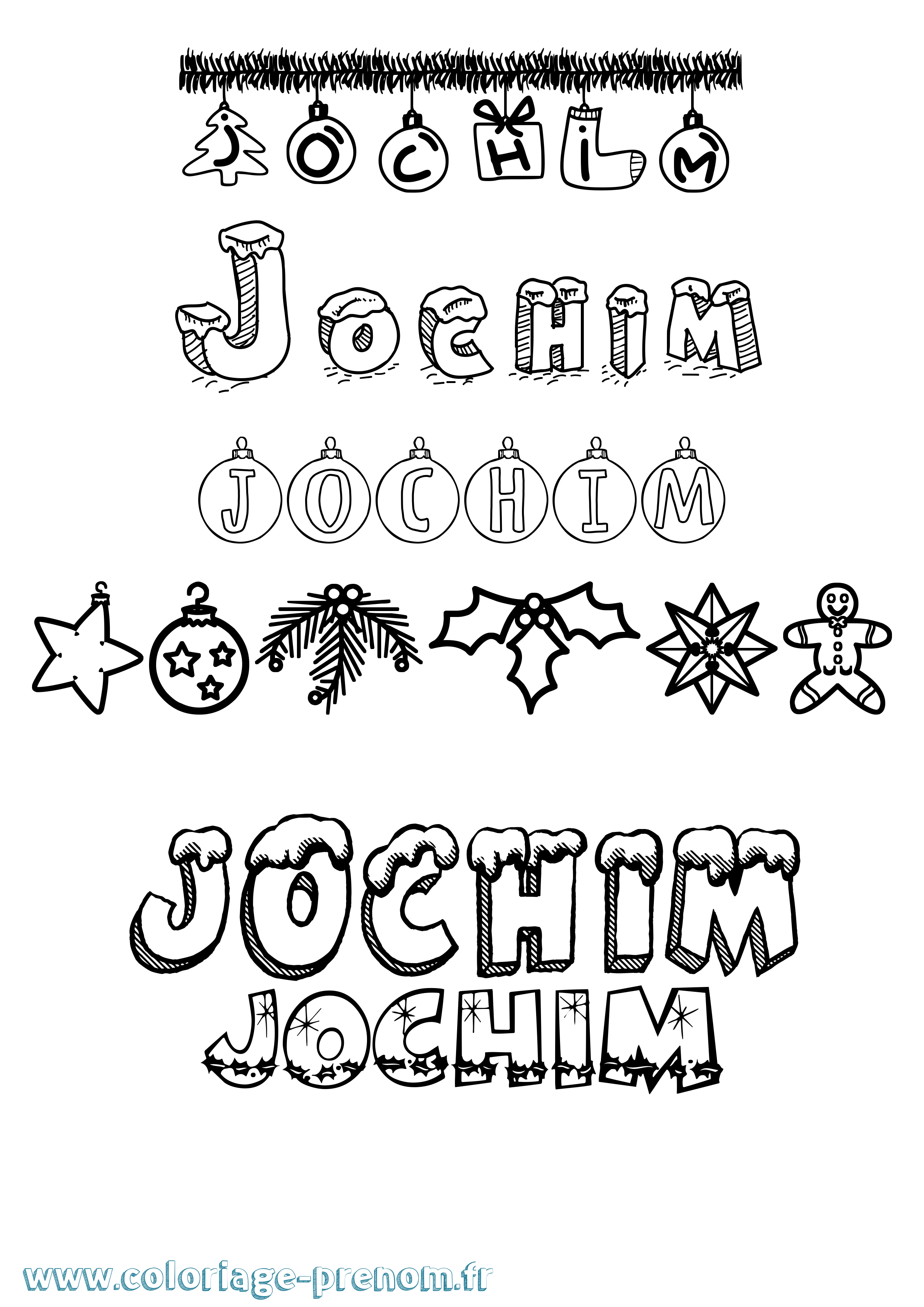 Coloriage prénom Jochim Noël