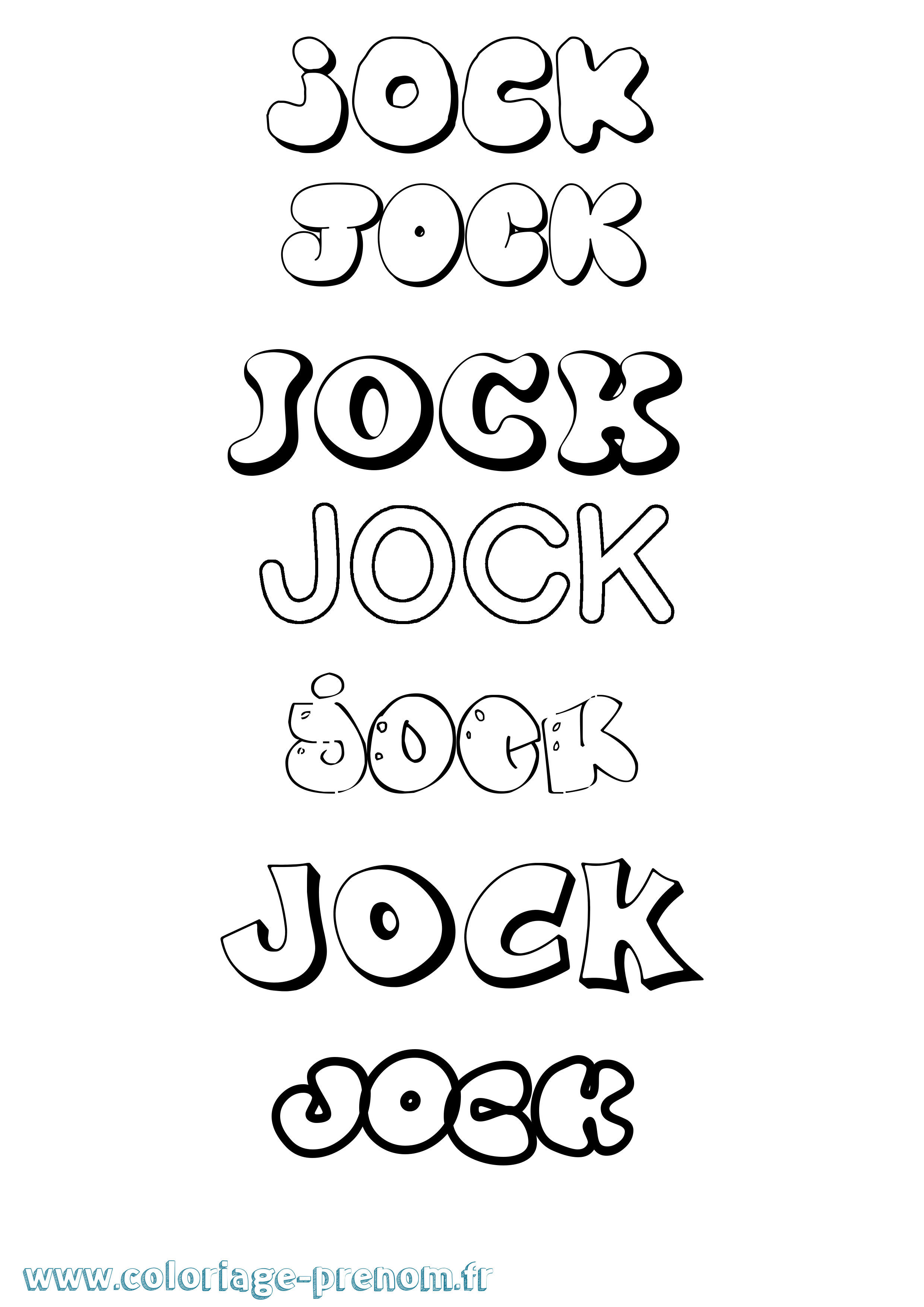 Coloriage prénom Jock Bubble