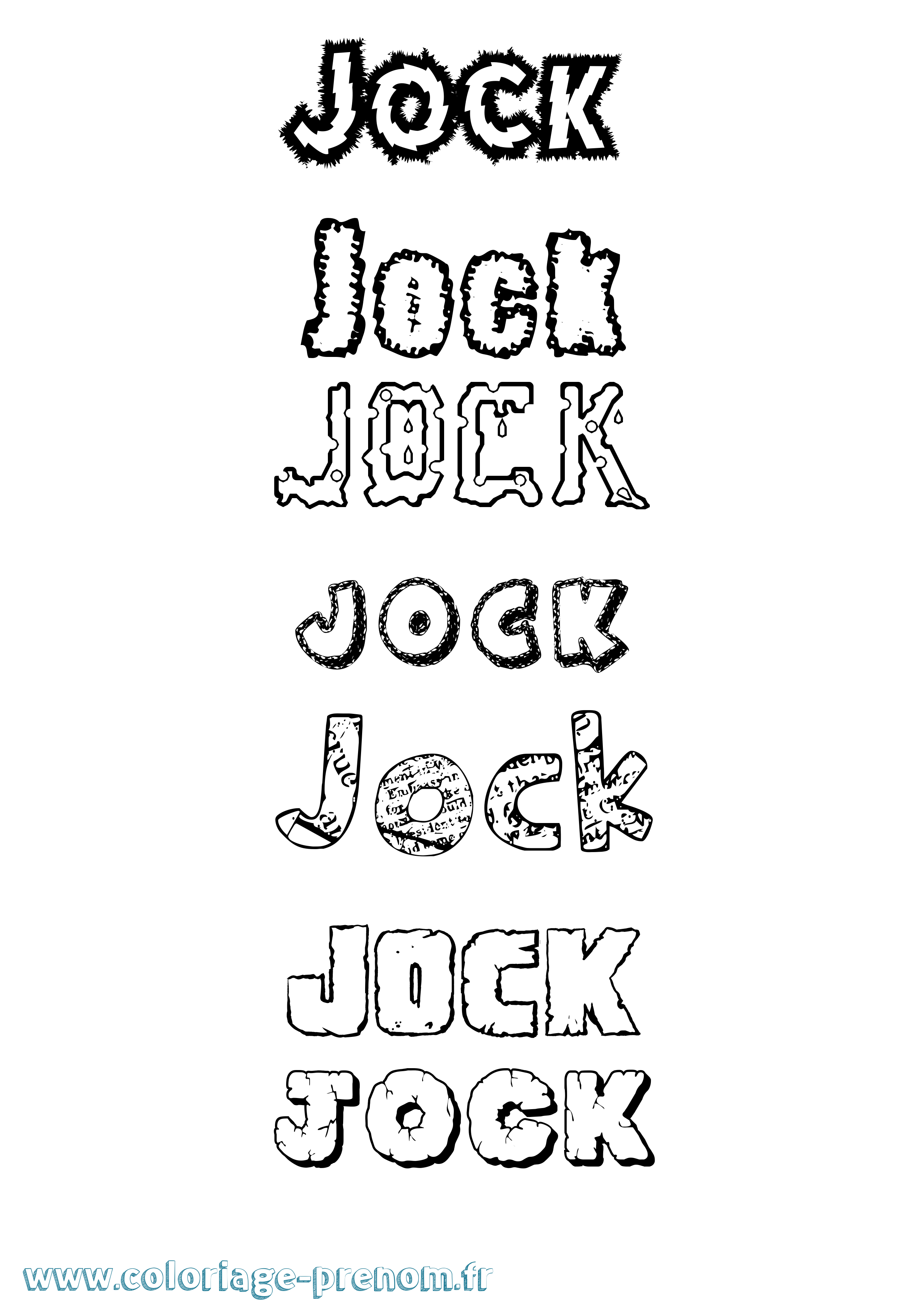 Coloriage prénom Jock Destructuré