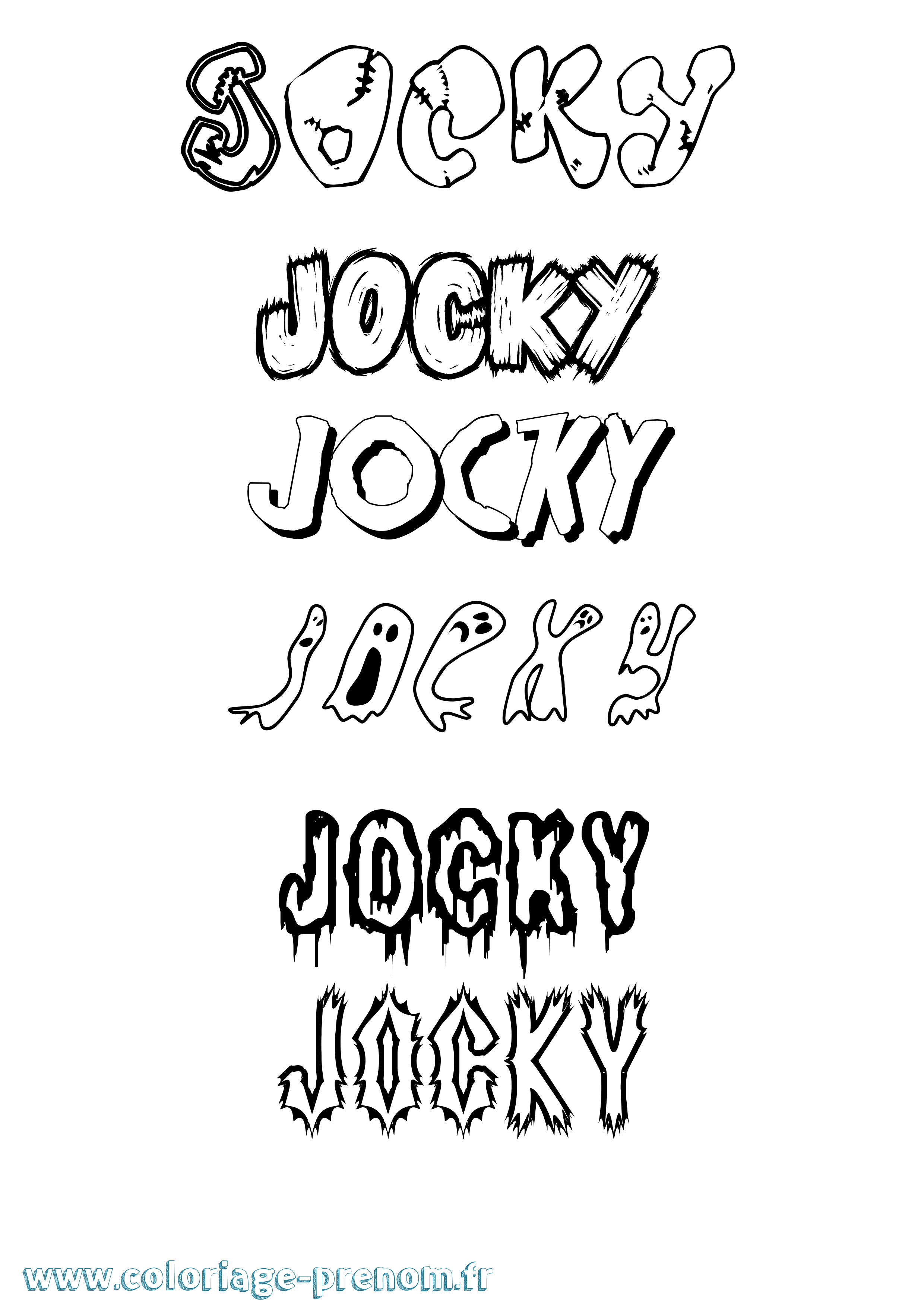 Coloriage prénom Jocky Frisson