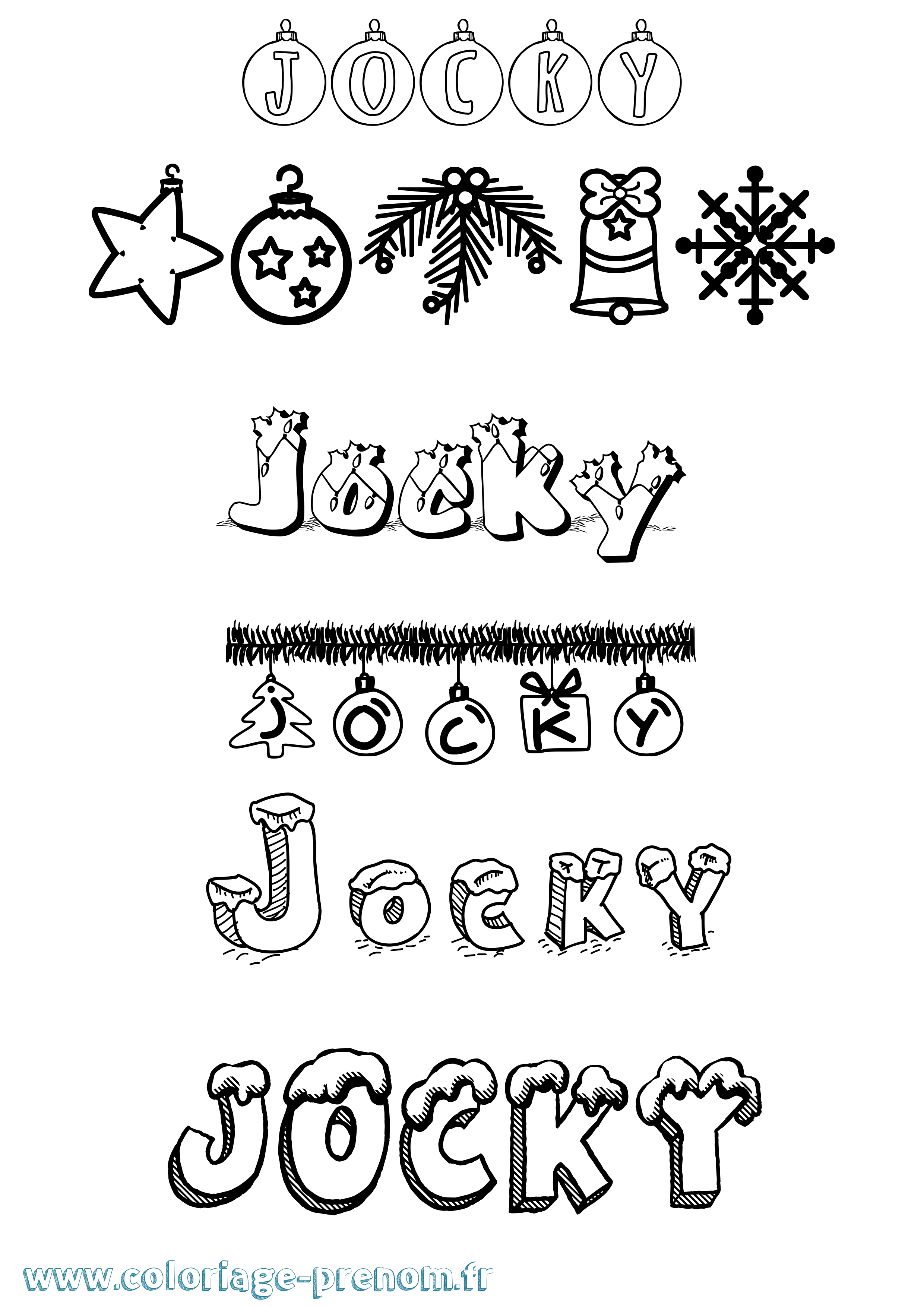 Coloriage prénom Jocky Noël