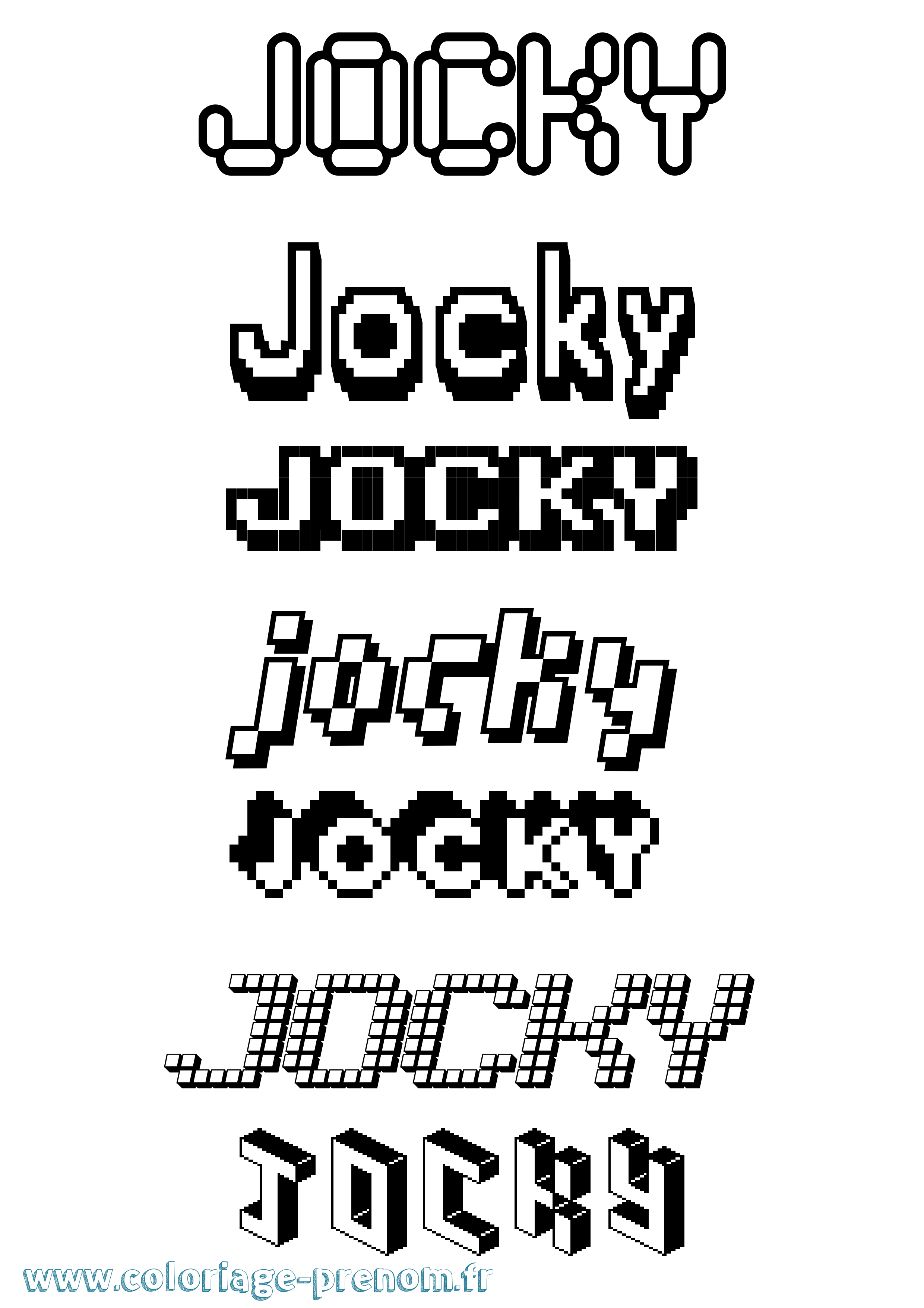 Coloriage prénom Jocky Pixel