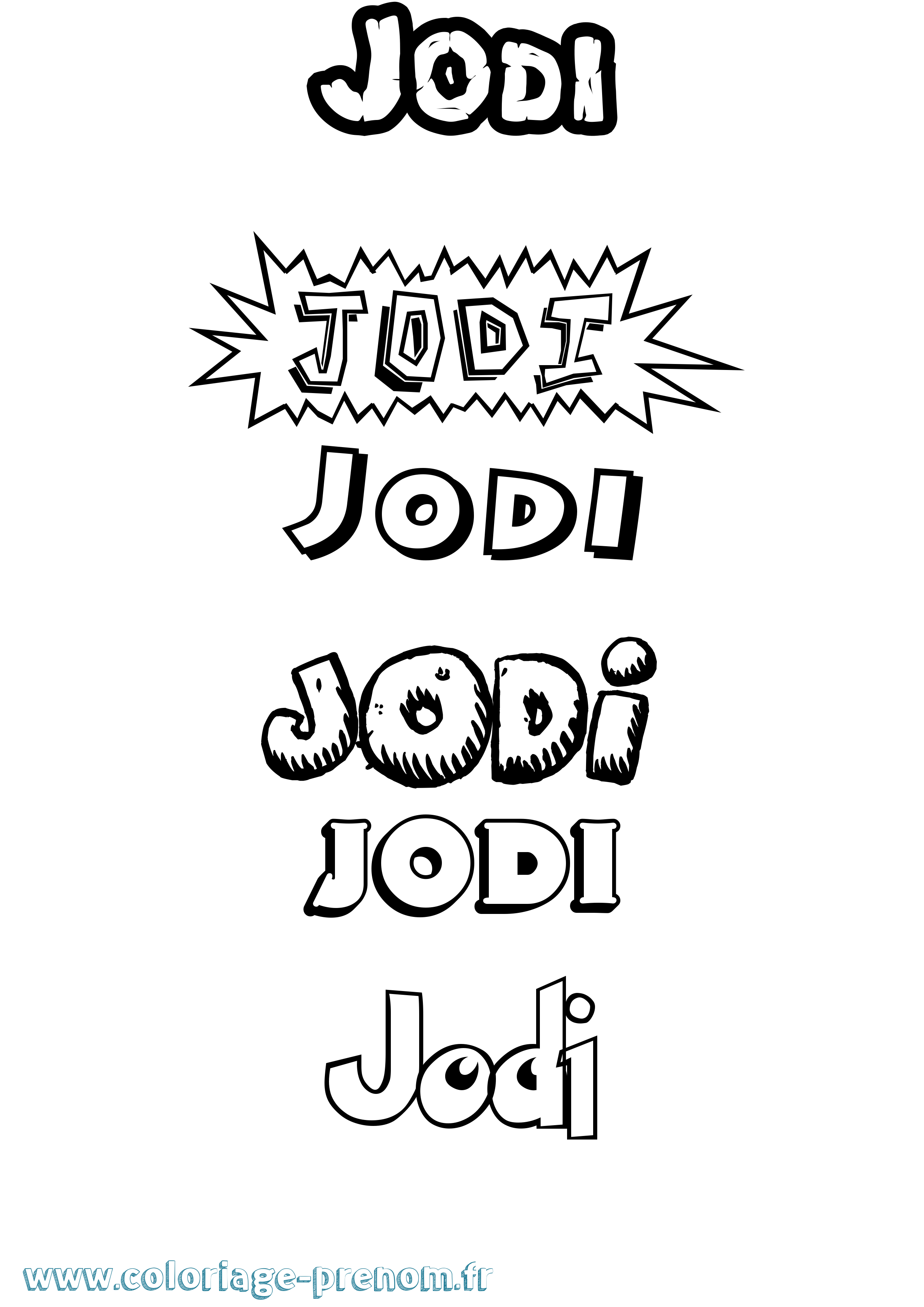 Coloriage prénom Jodi Dessin Animé