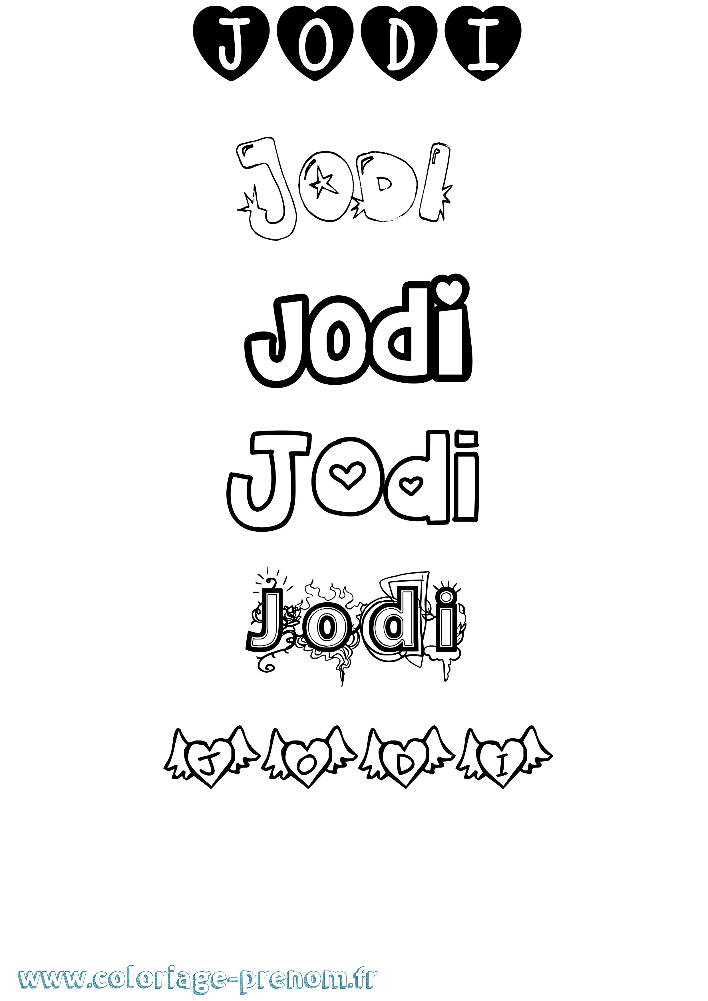 Coloriage prénom Jodi Girly
