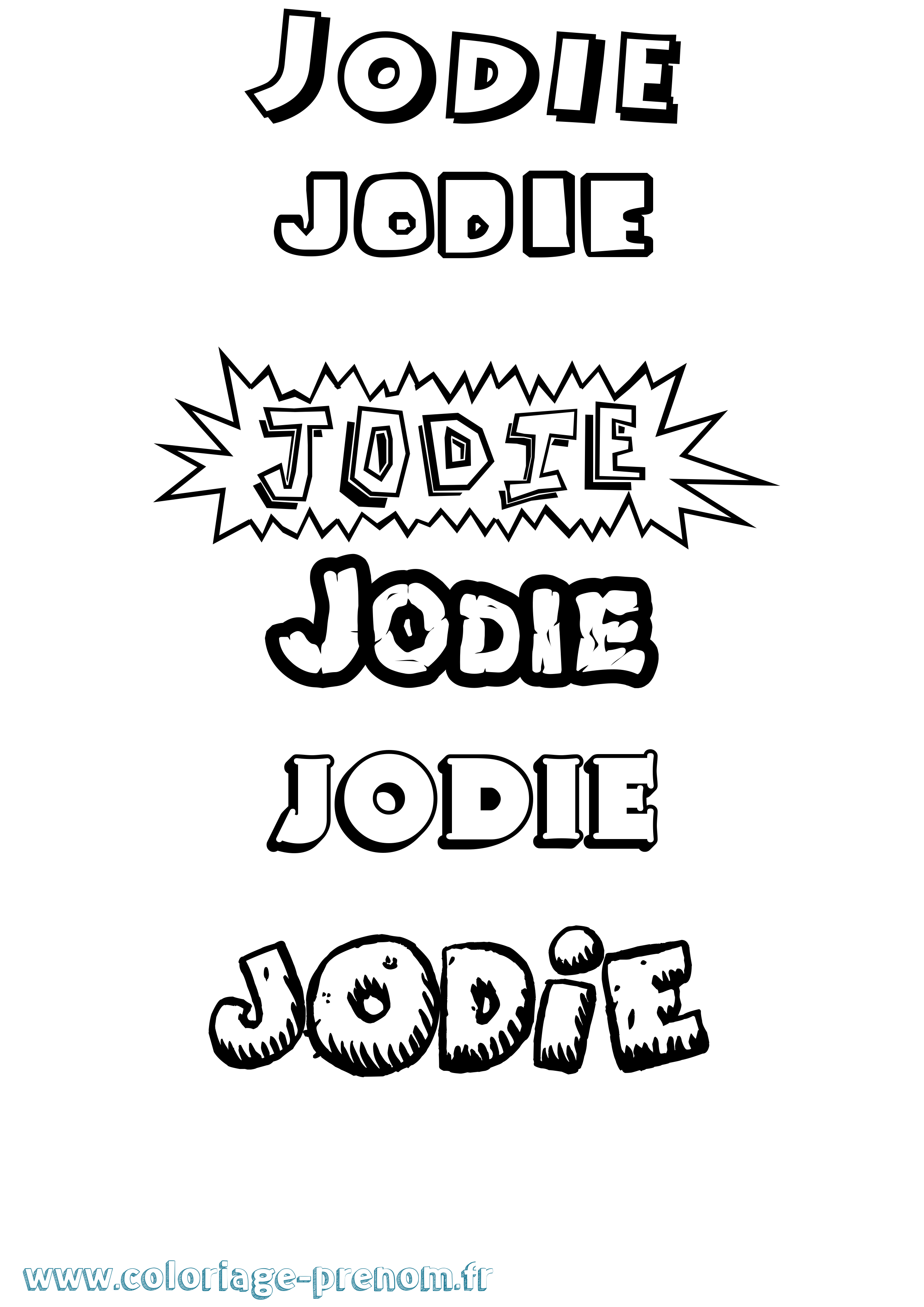 Coloriage prénom Jodie Dessin Animé