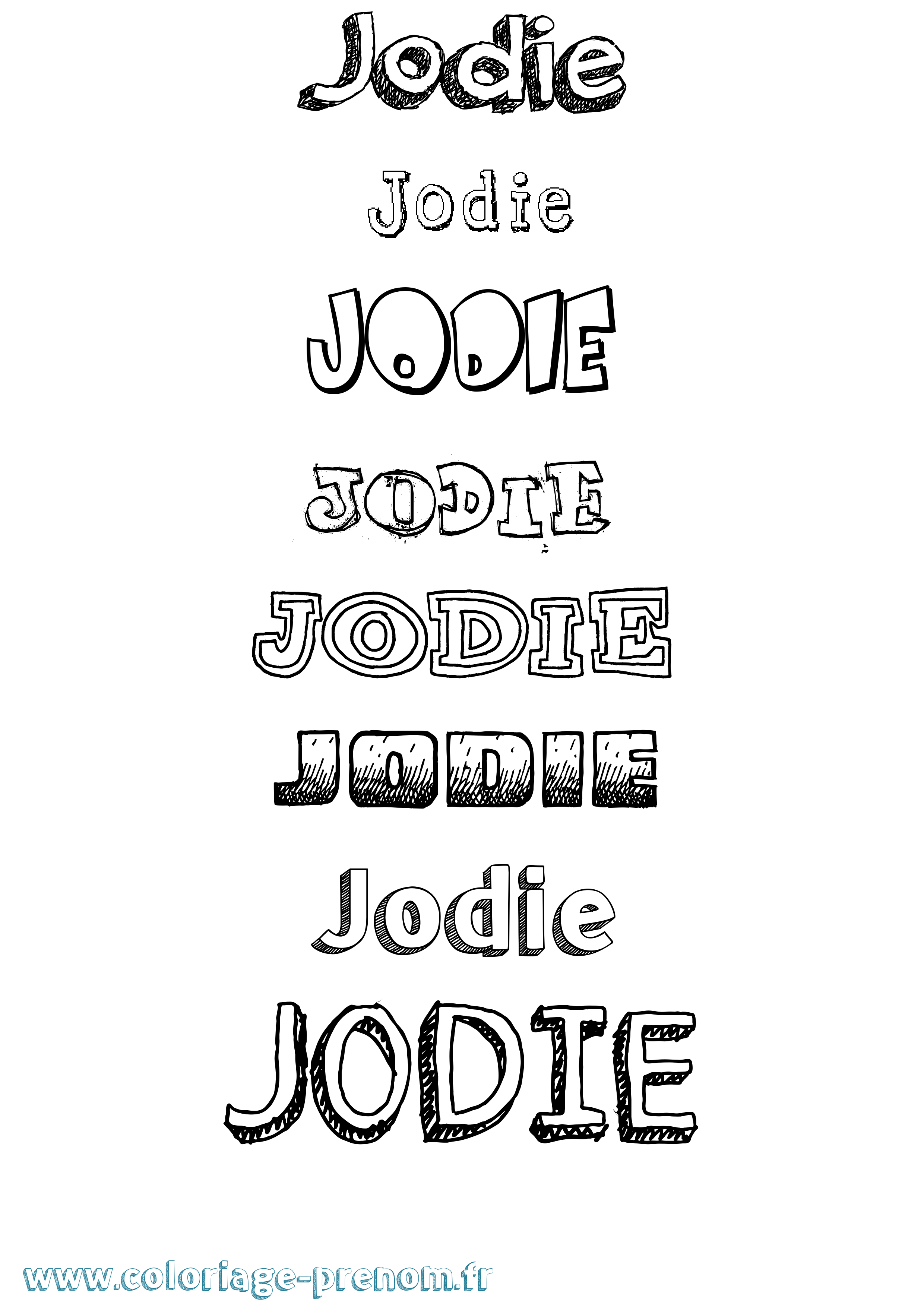 Coloriage prénom Jodie Dessiné