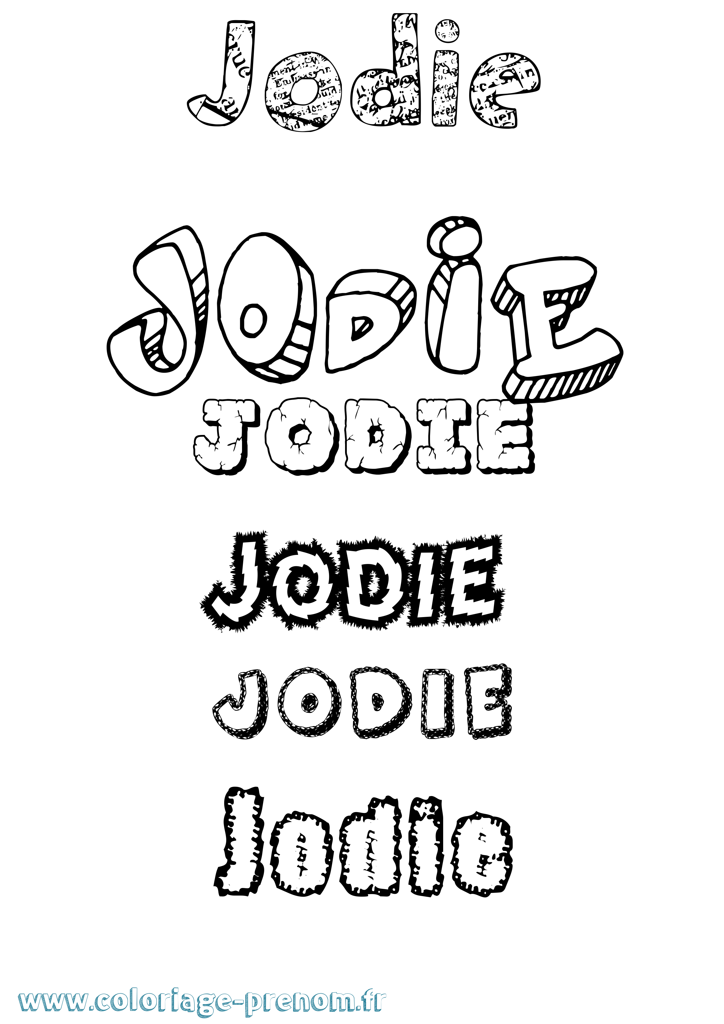 Coloriage prénom Jodie Destructuré