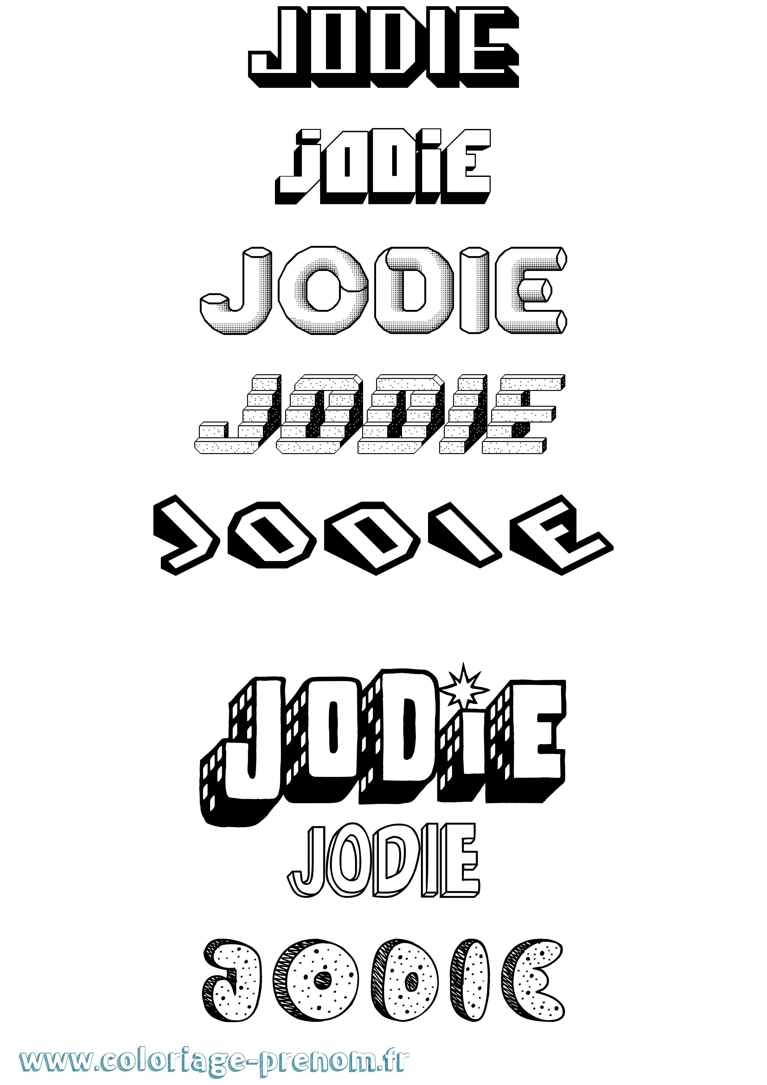 Coloriage prénom Jodie Effet 3D