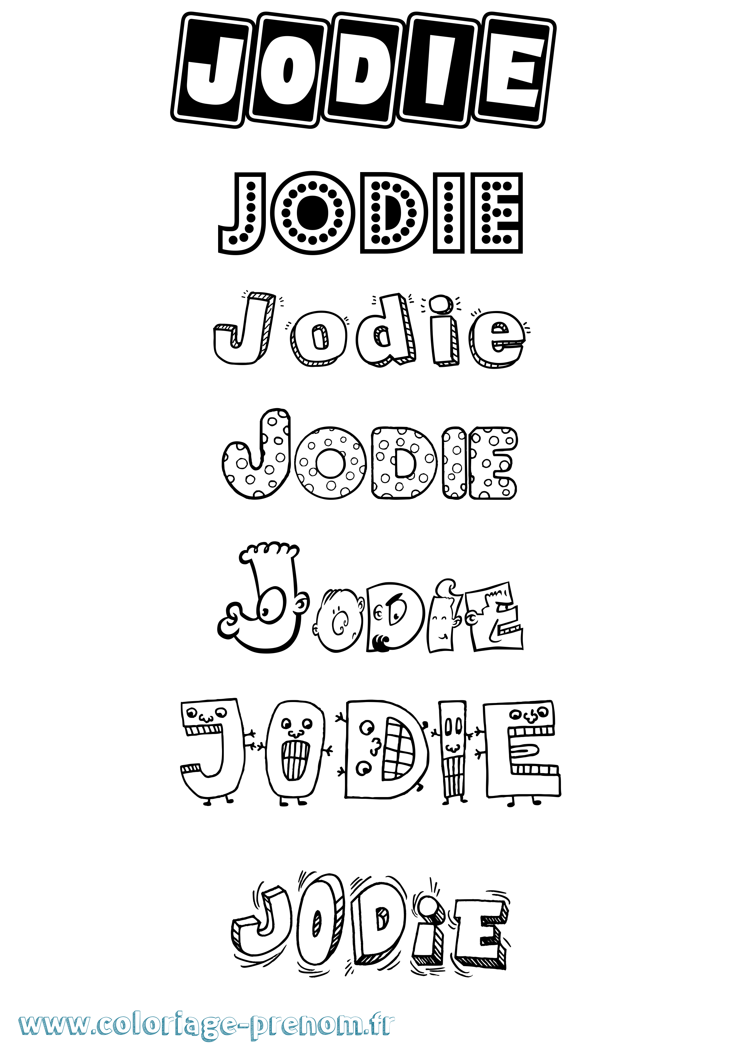 Coloriage prénom Jodie Fun