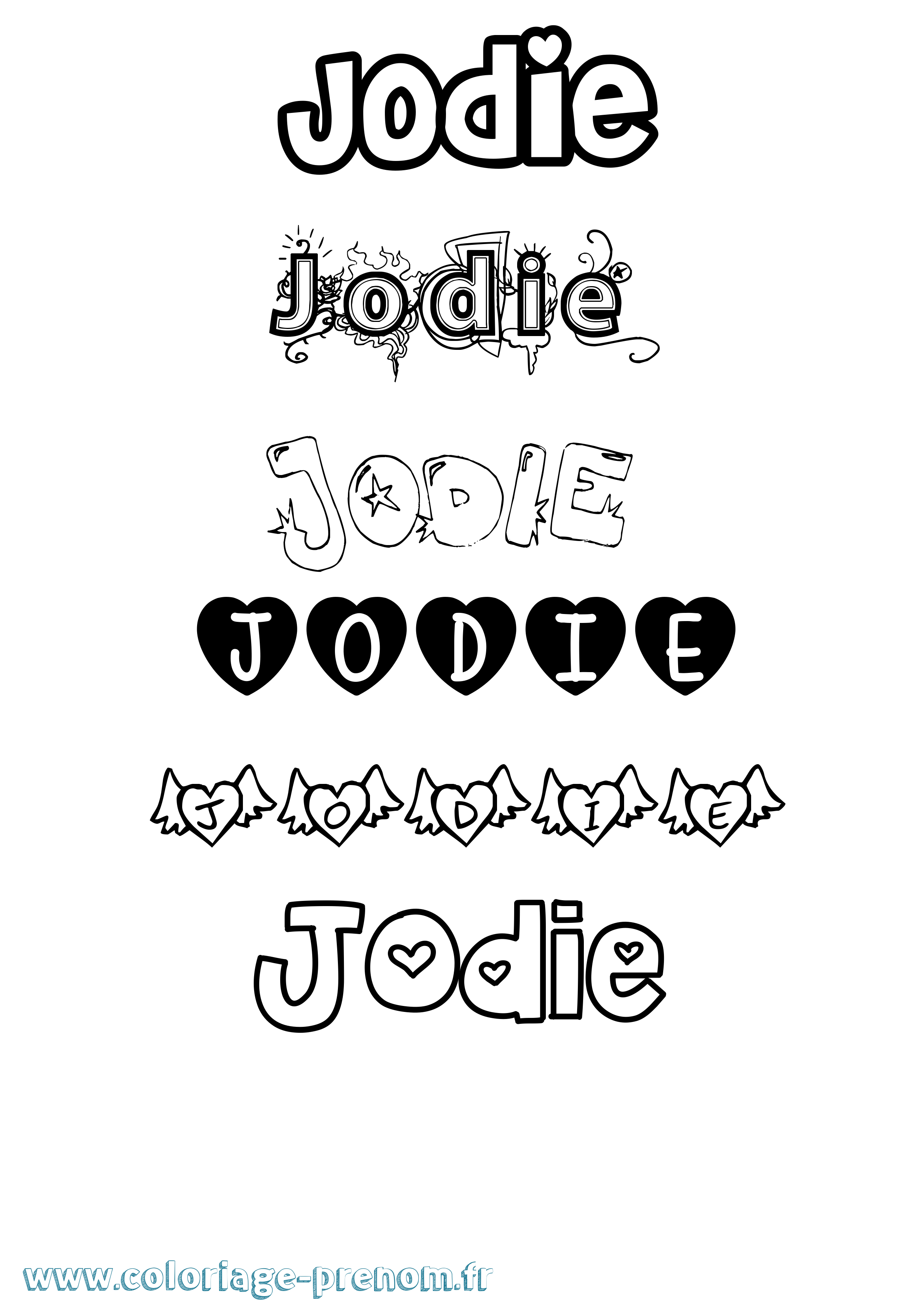 Coloriage prénom Jodie Girly