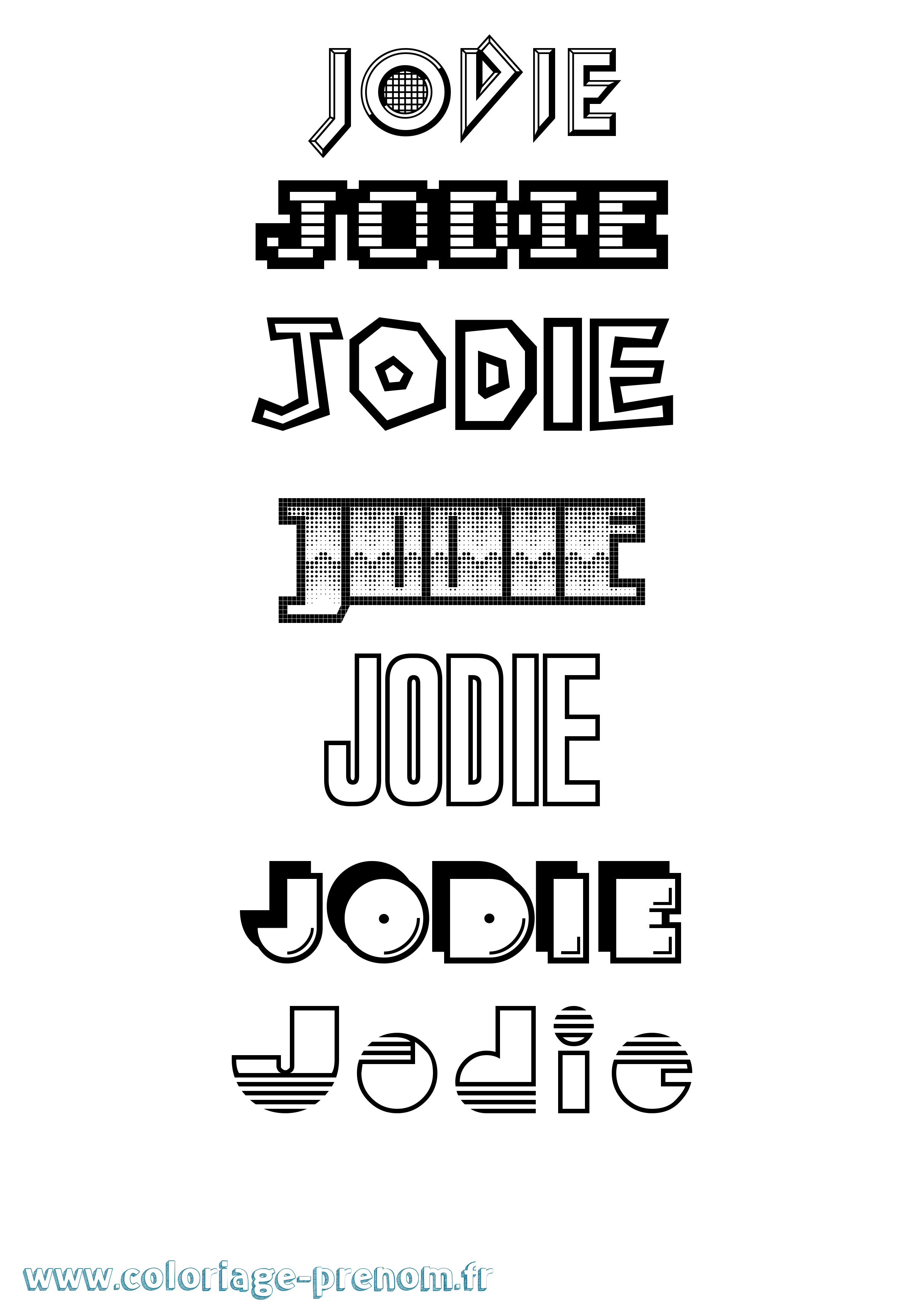 Coloriage prénom Jodie Jeux Vidéos