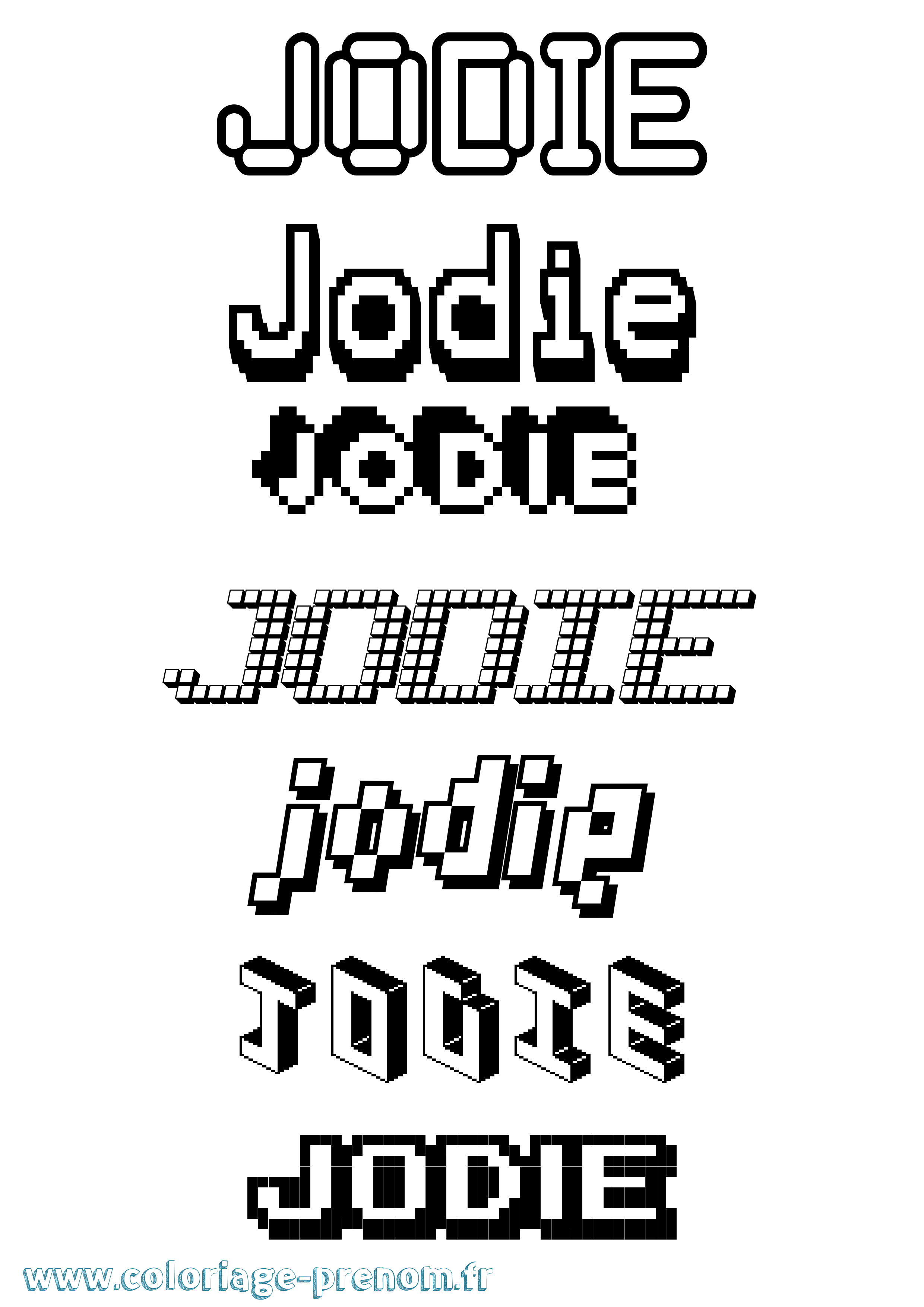 Coloriage prénom Jodie Pixel
