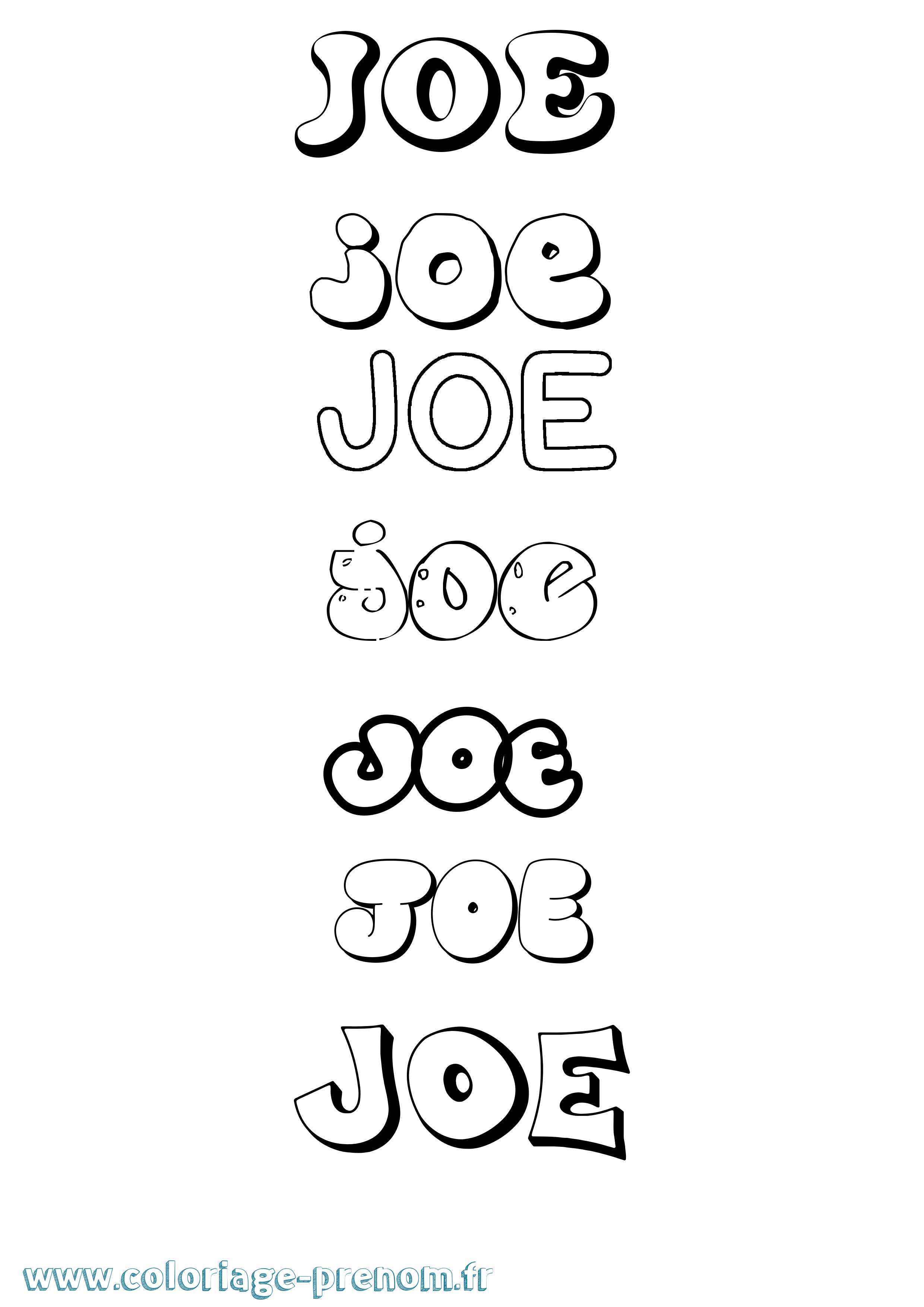Coloriage prénom Joe Bubble