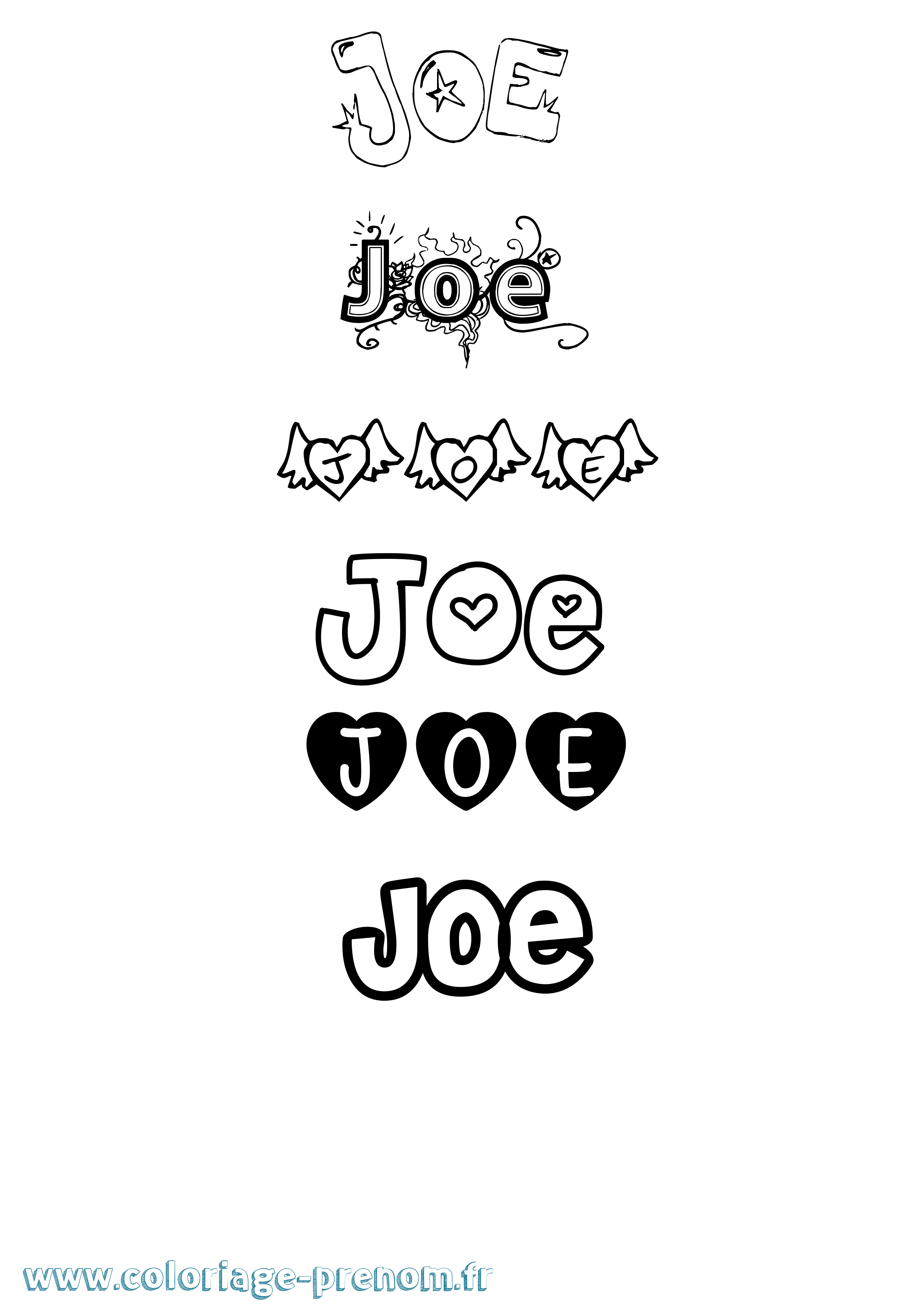 Coloriage prénom Joe Girly