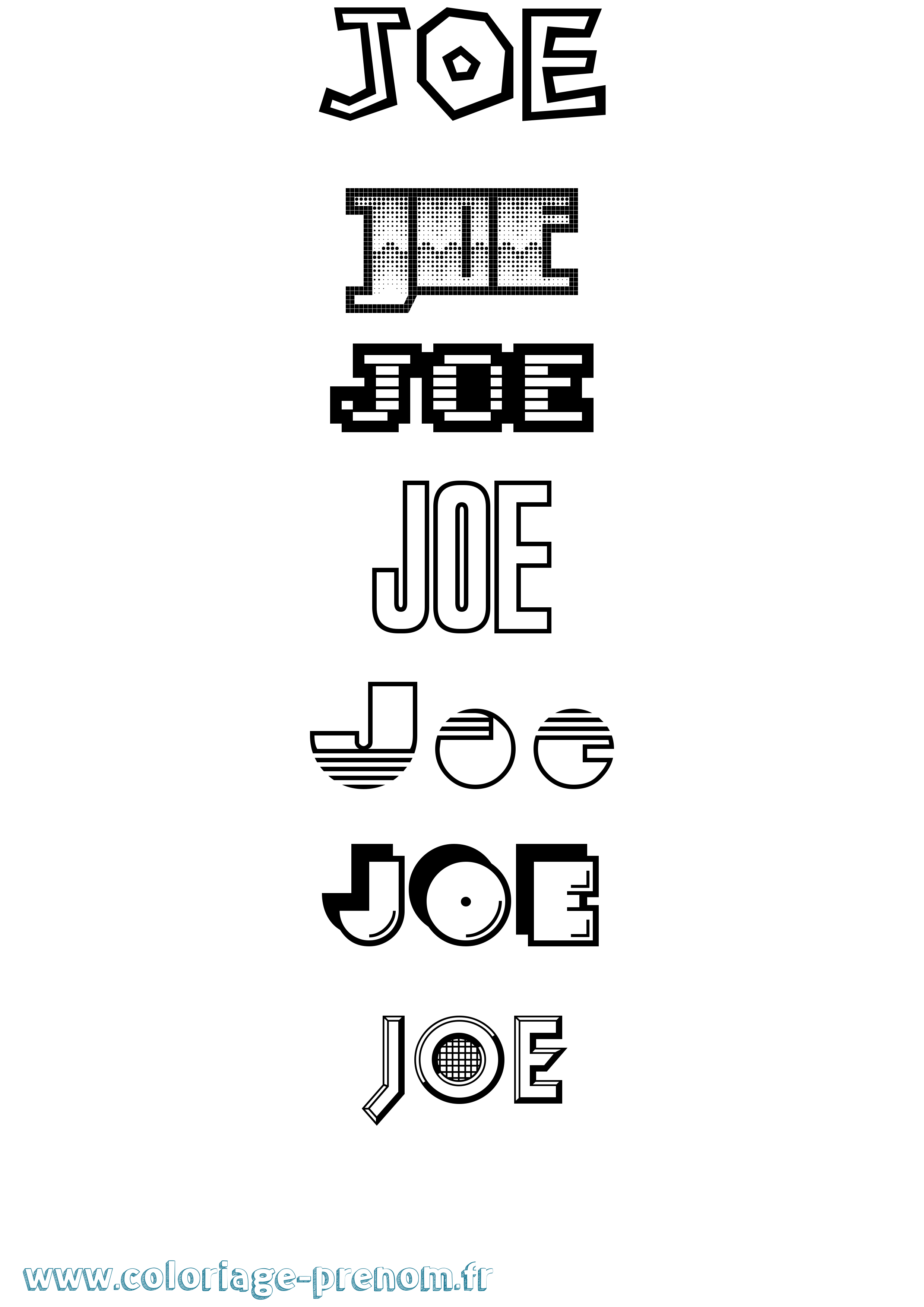 Coloriage prénom Joe Jeux Vidéos