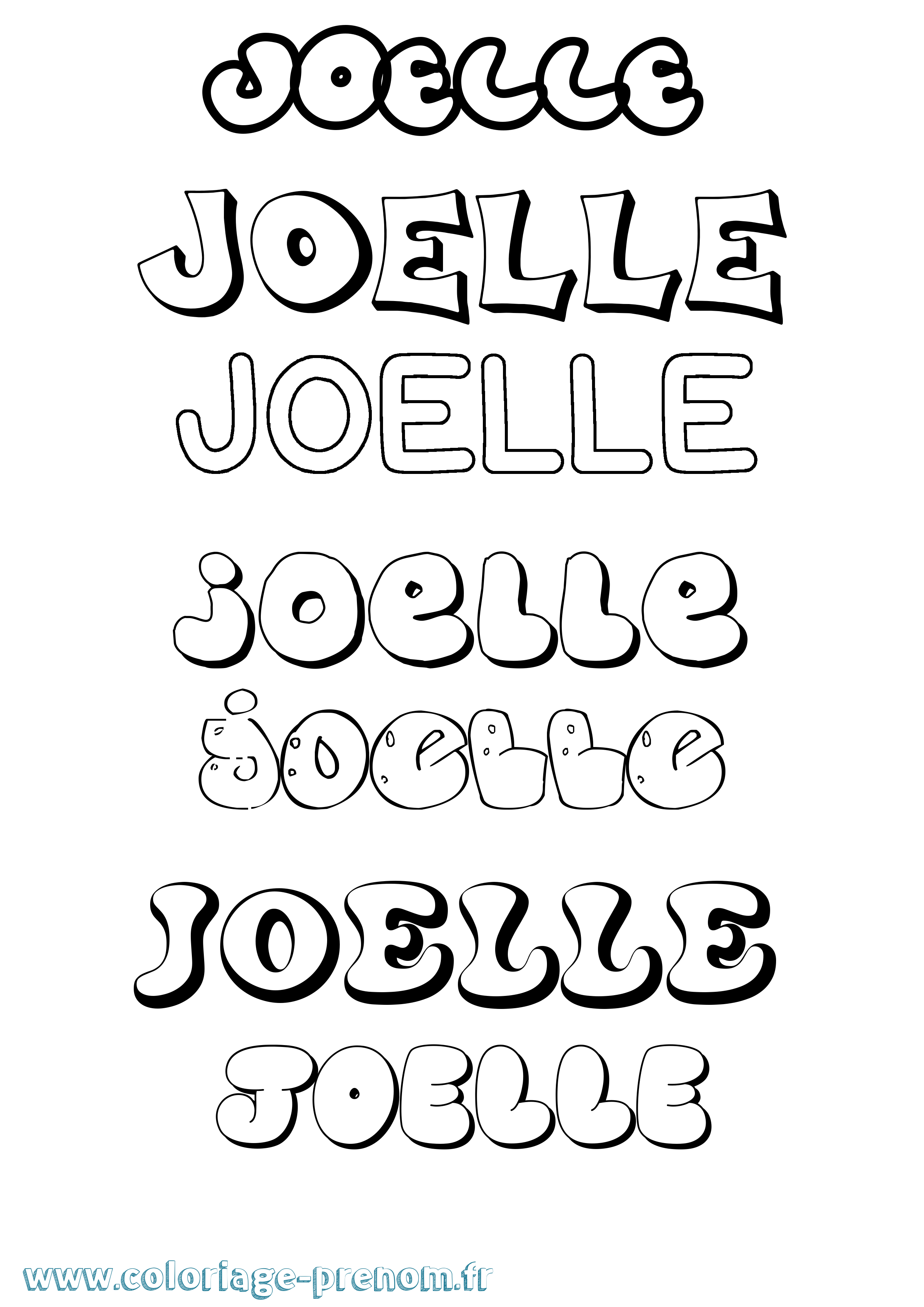 Coloriage prénom Joelle Bubble