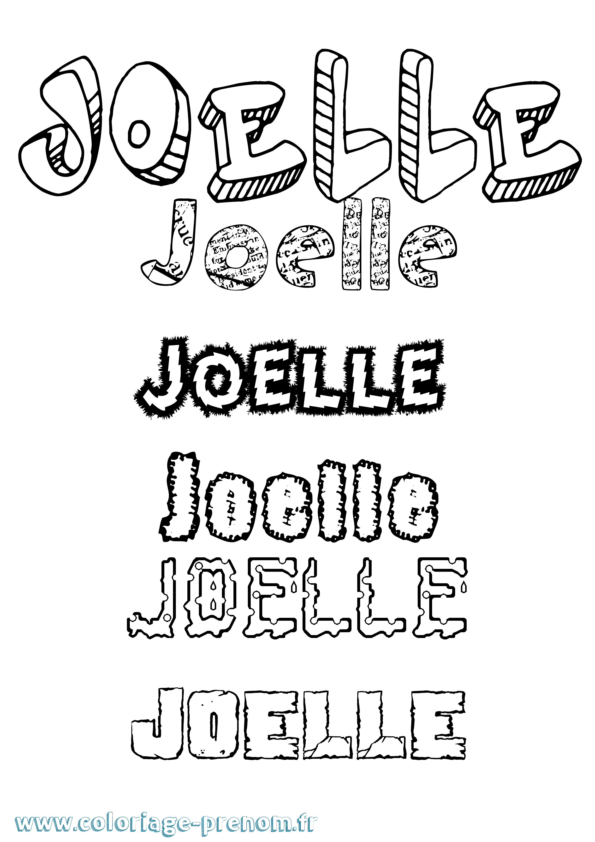 Coloriage prénom Joelle Destructuré