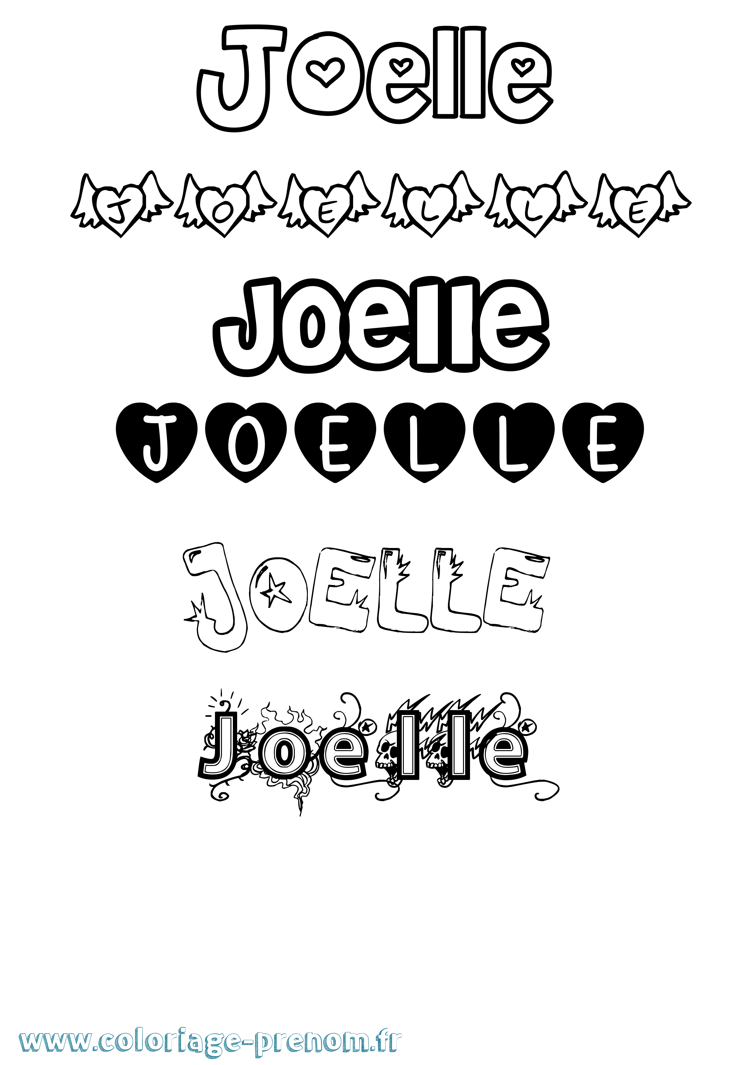 Coloriage prénom Joelle Girly