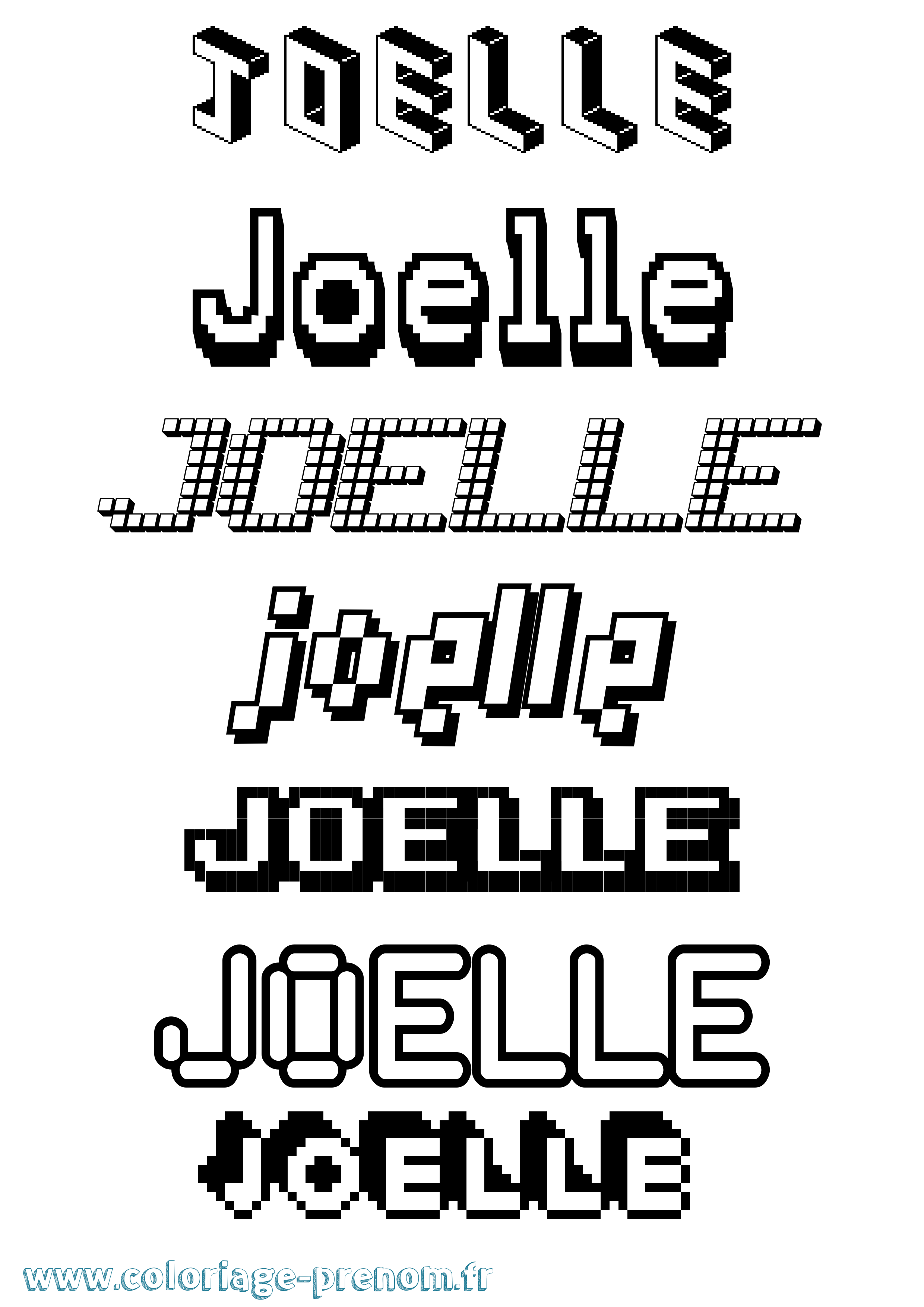 Coloriage prénom Joelle Pixel