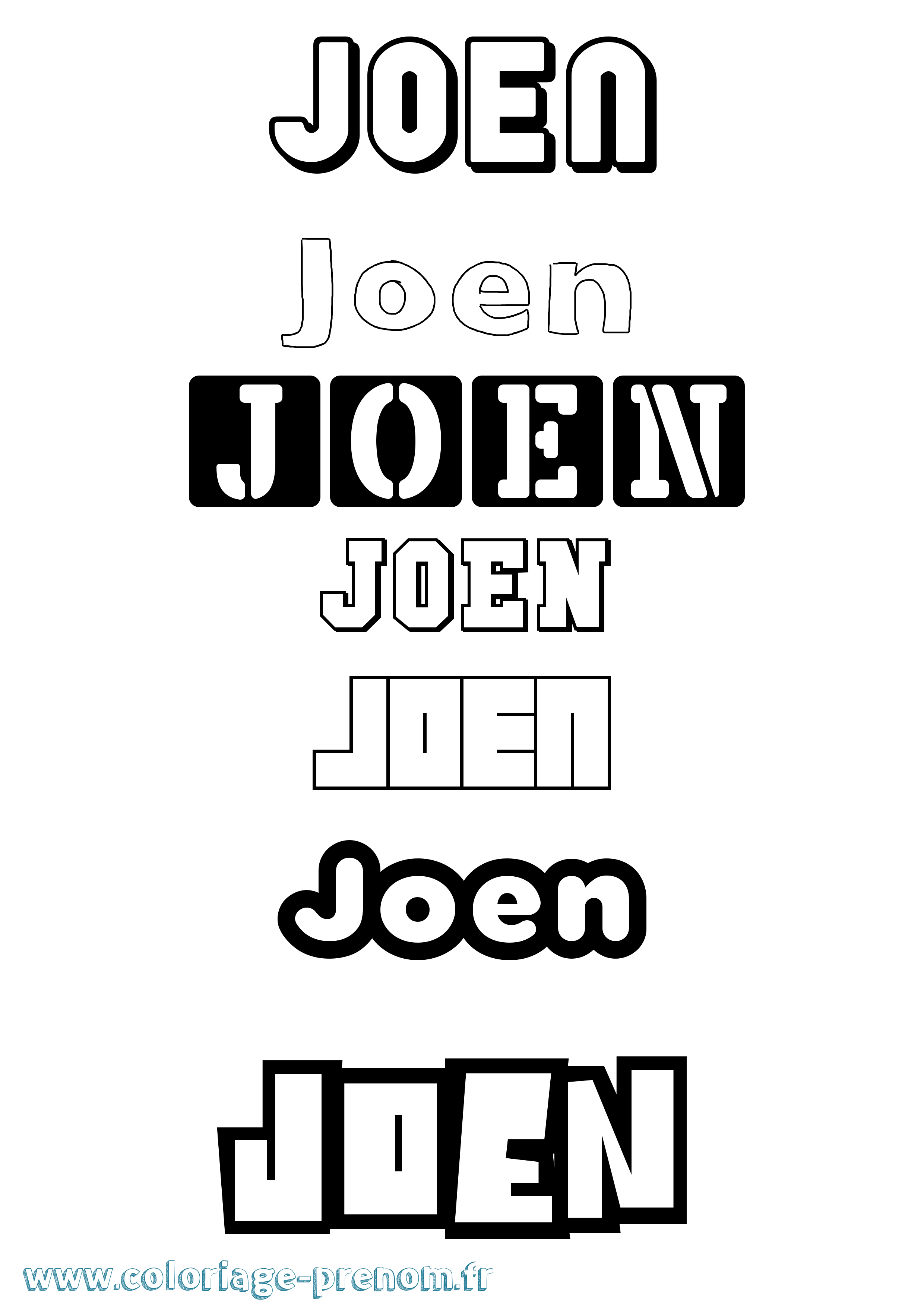 Coloriage prénom Joen Simple
