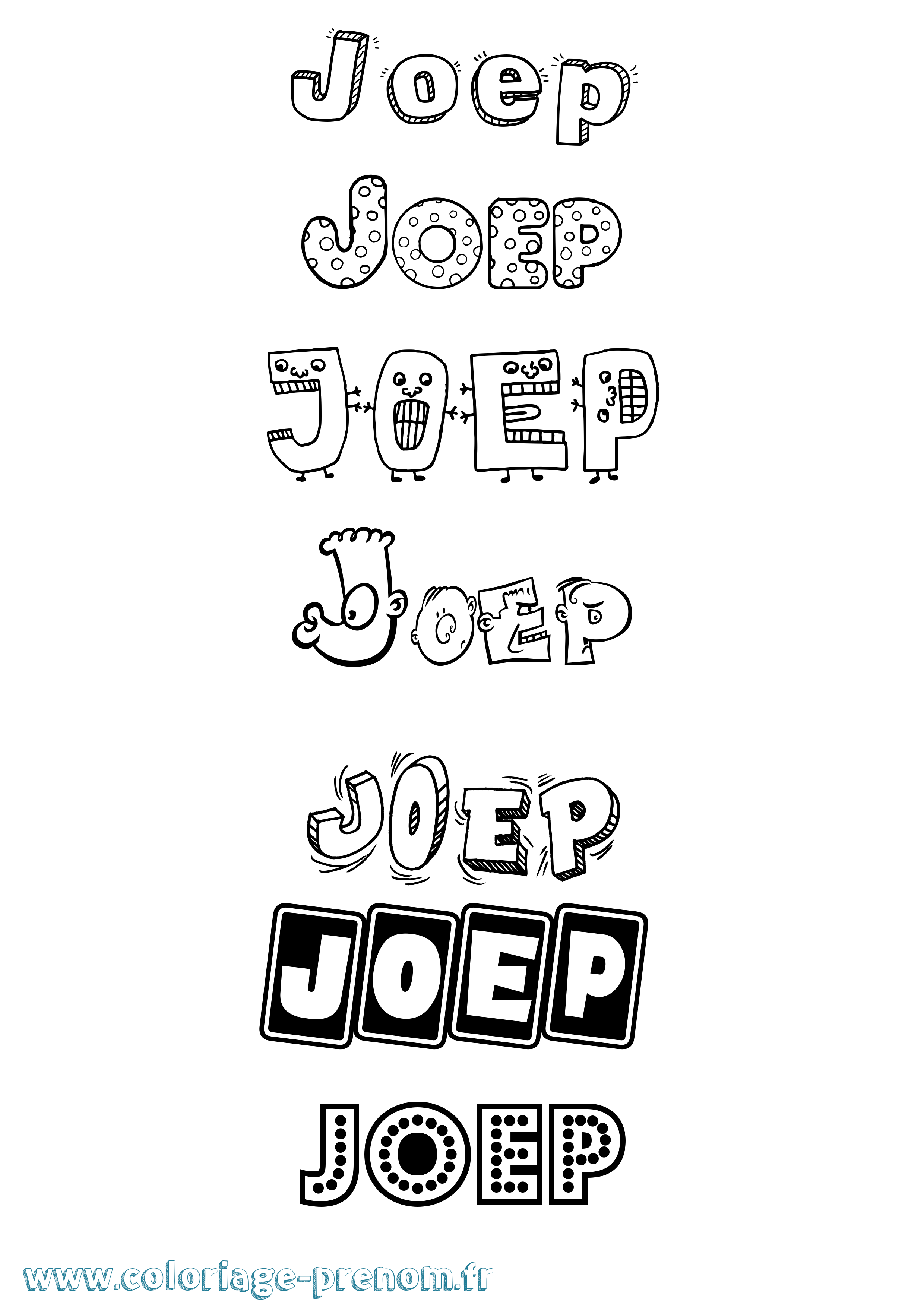 Coloriage prénom Joep Fun