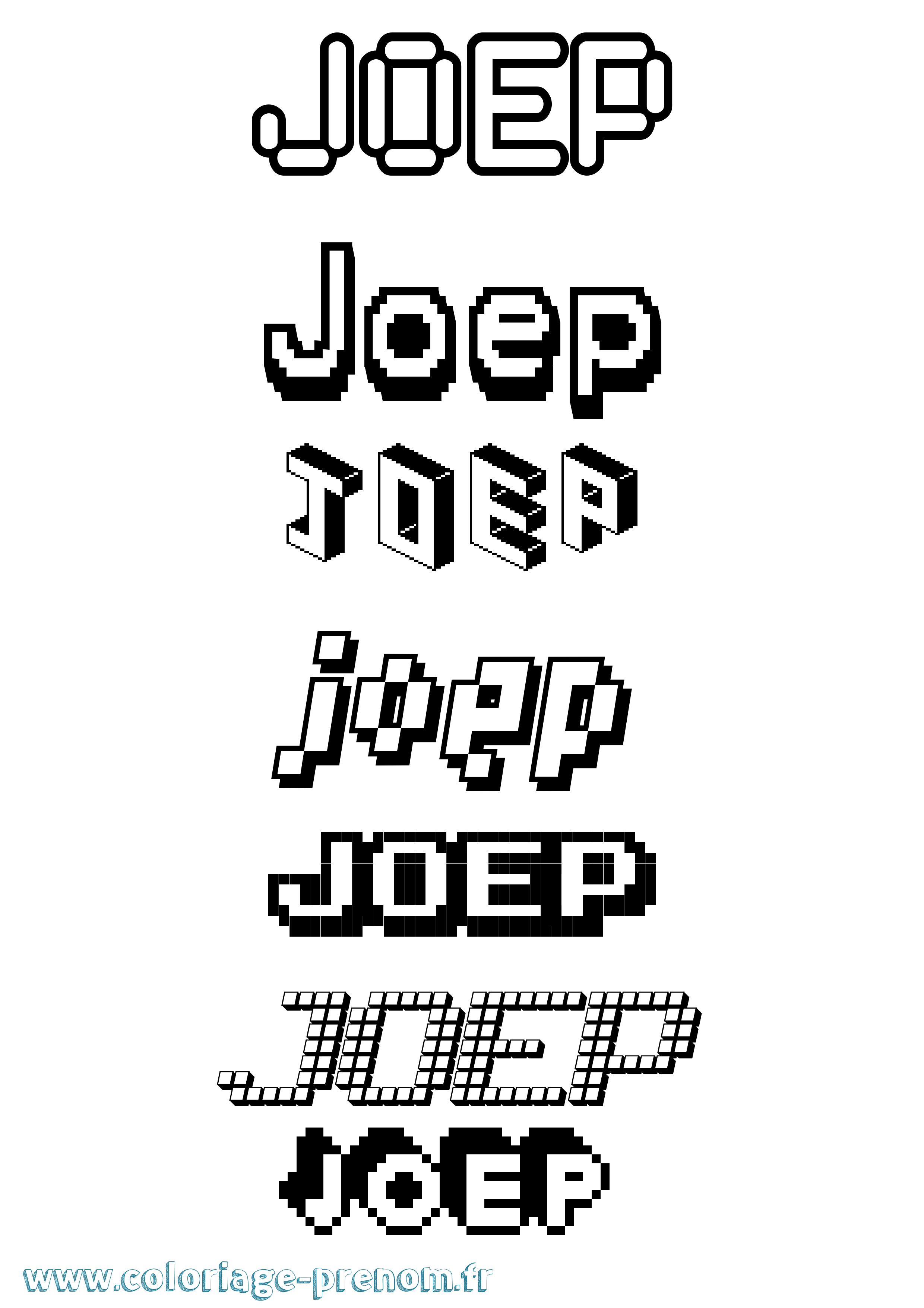 Coloriage prénom Joep Pixel