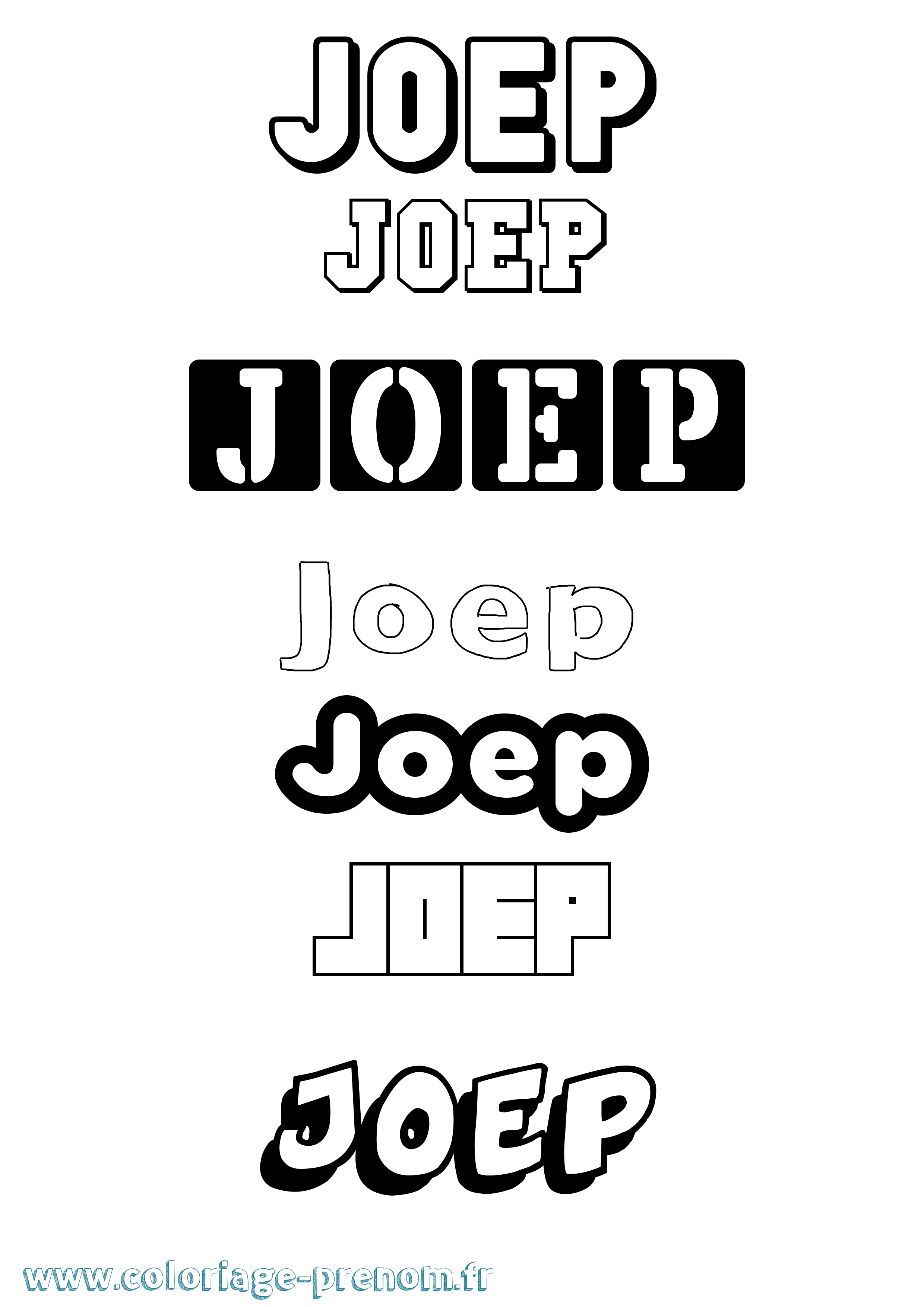 Coloriage prénom Joep Simple