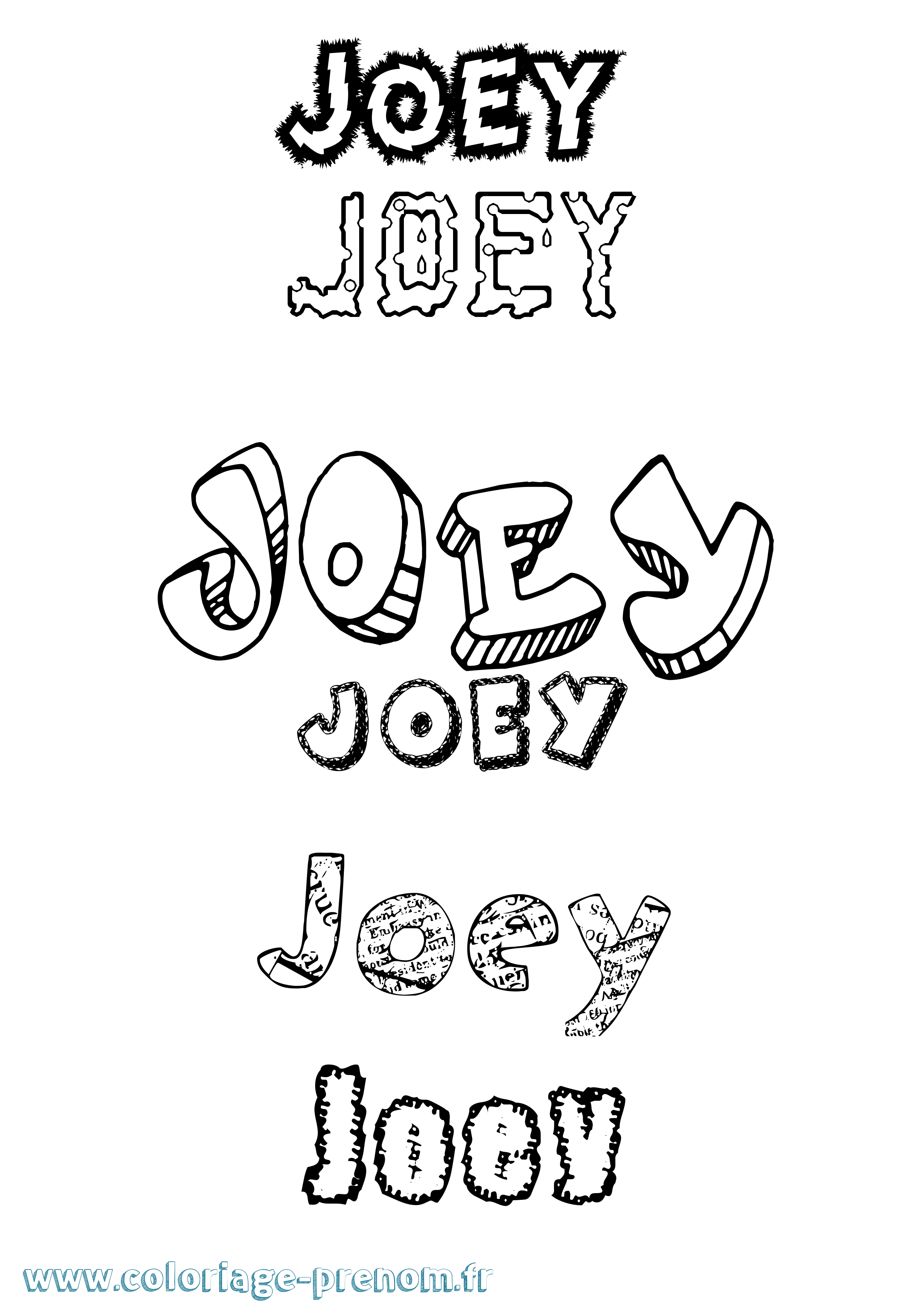 Coloriage prénom Joey Destructuré