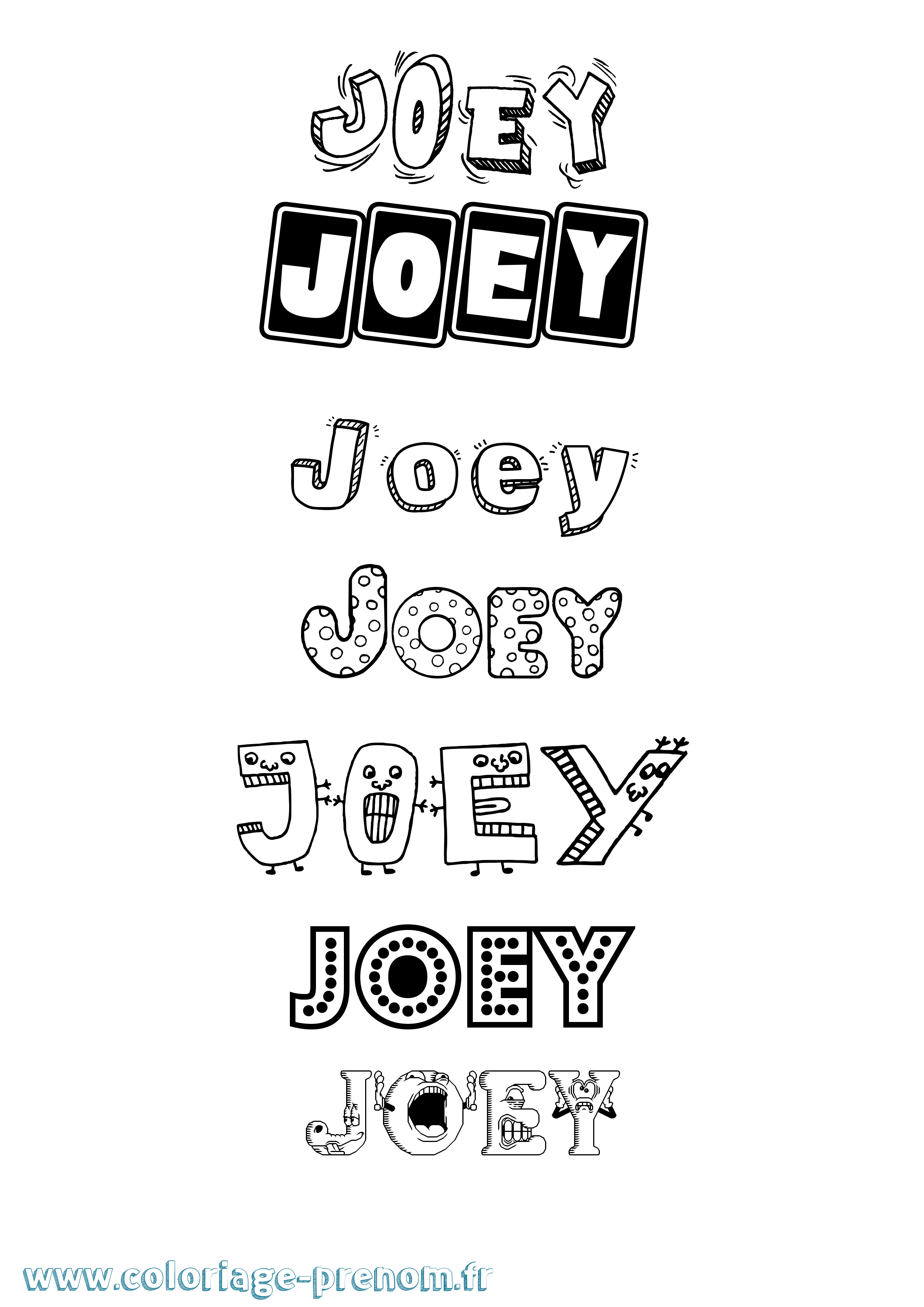 Coloriage prénom Joey Fun