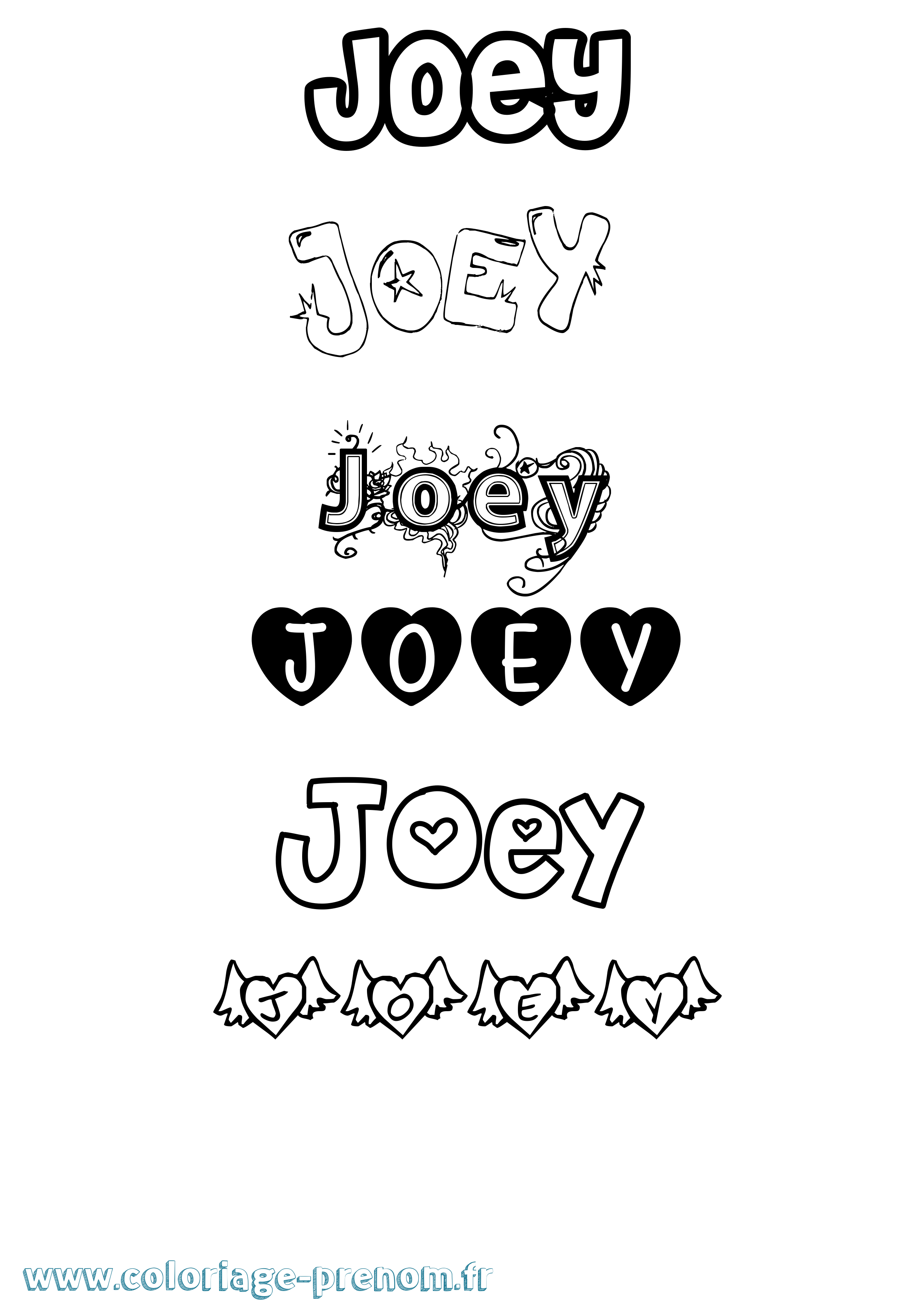 Coloriage prénom Joey Girly