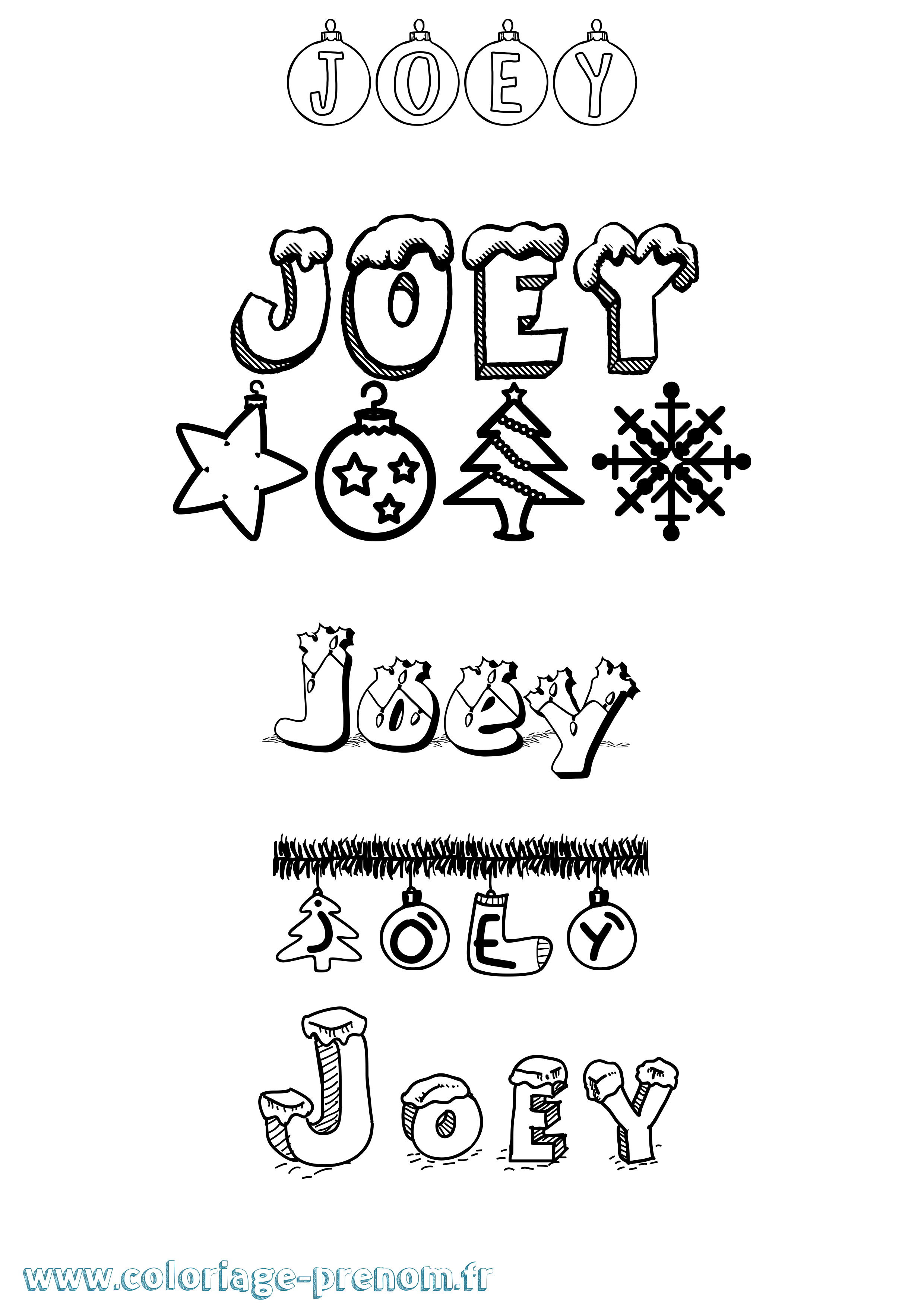 Coloriage prénom Joey Noël
