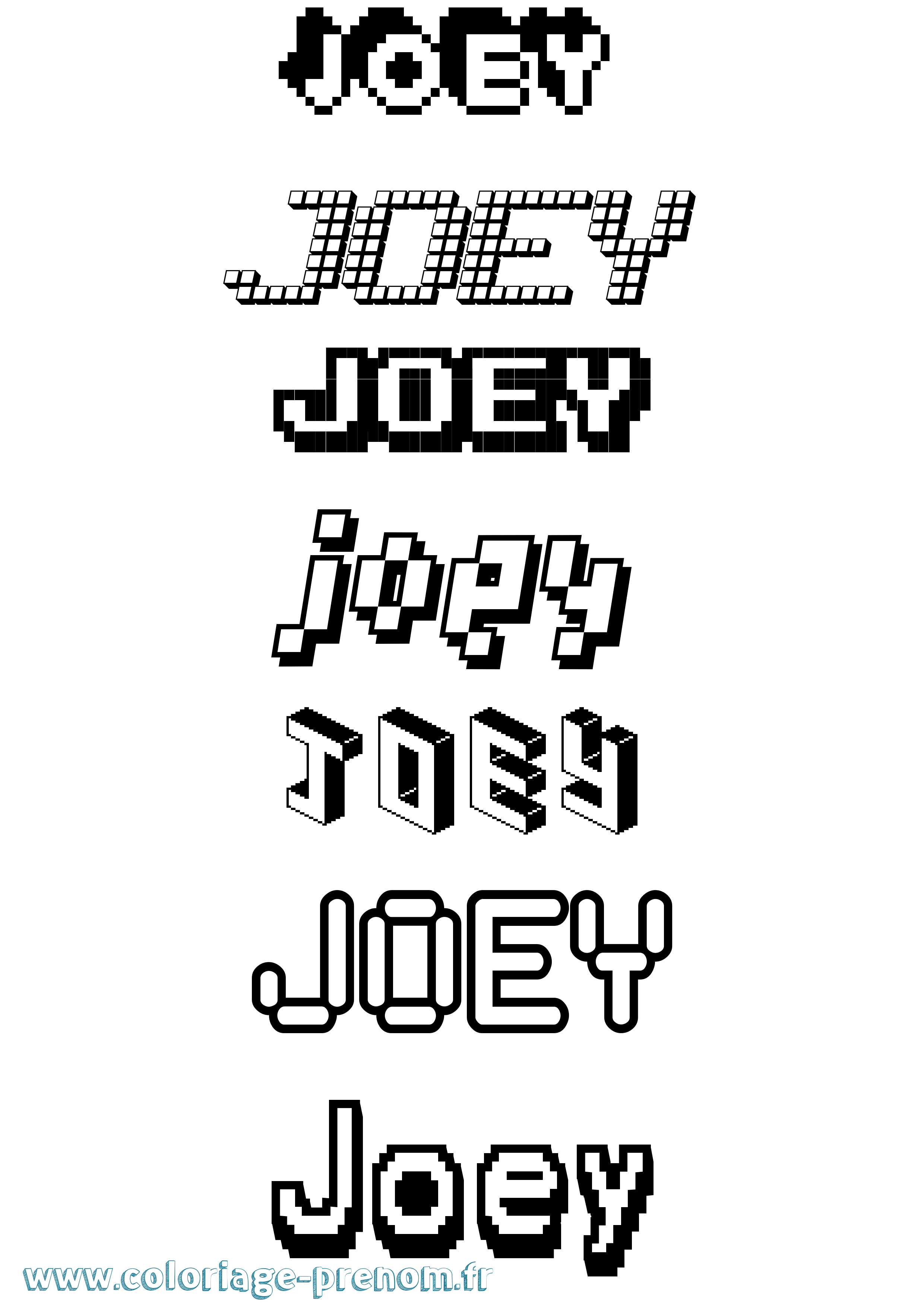 Coloriage prénom Joey Pixel