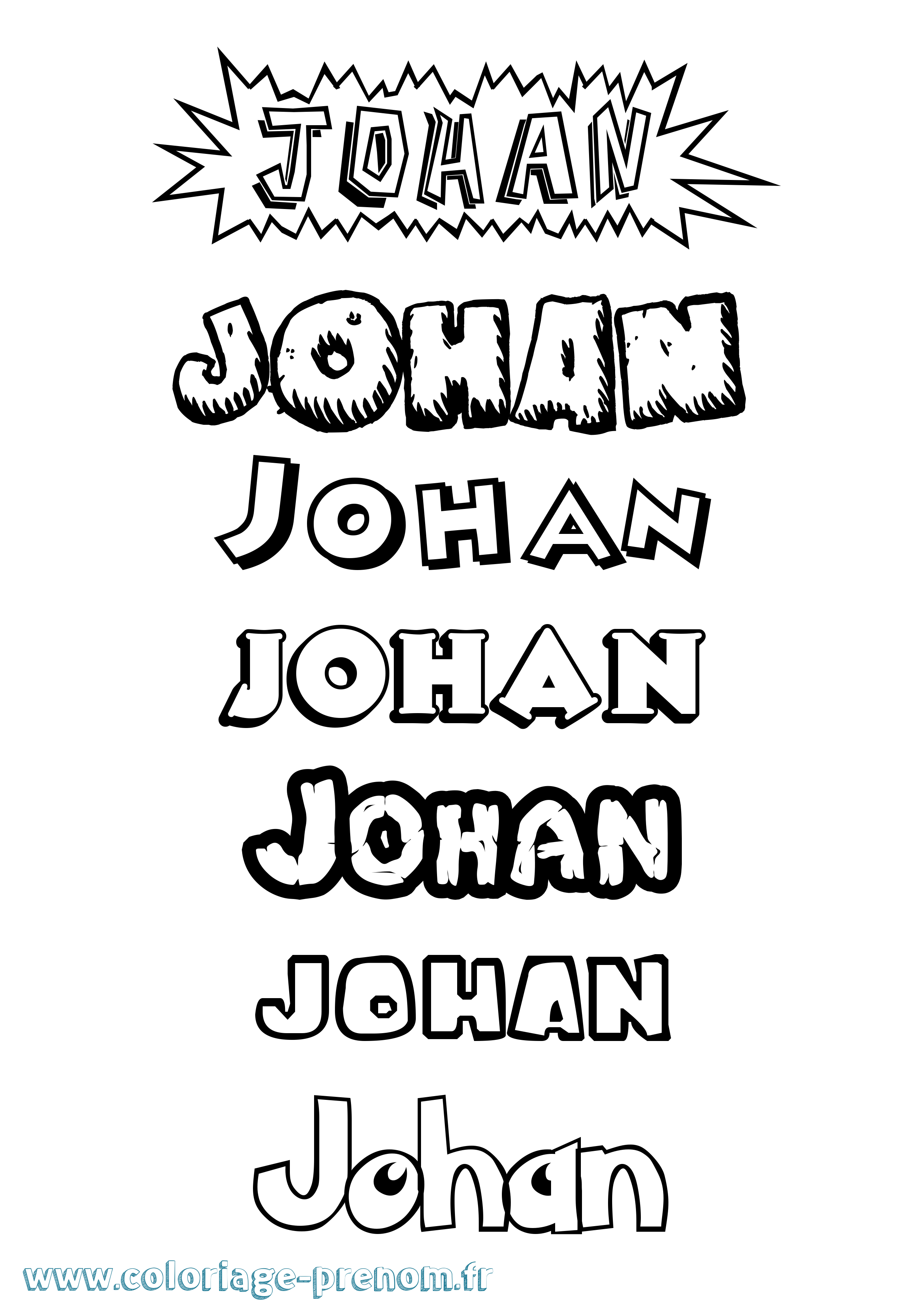 Coloriage prénom Johan Dessin Animé