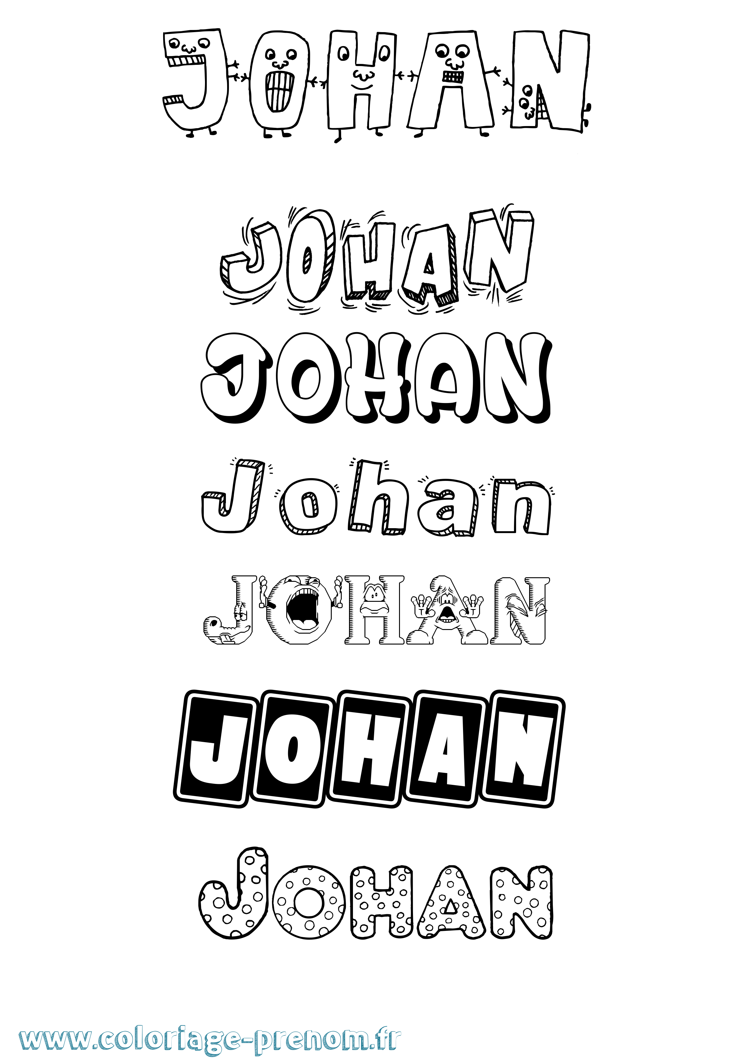 Coloriage prénom Johan Fun