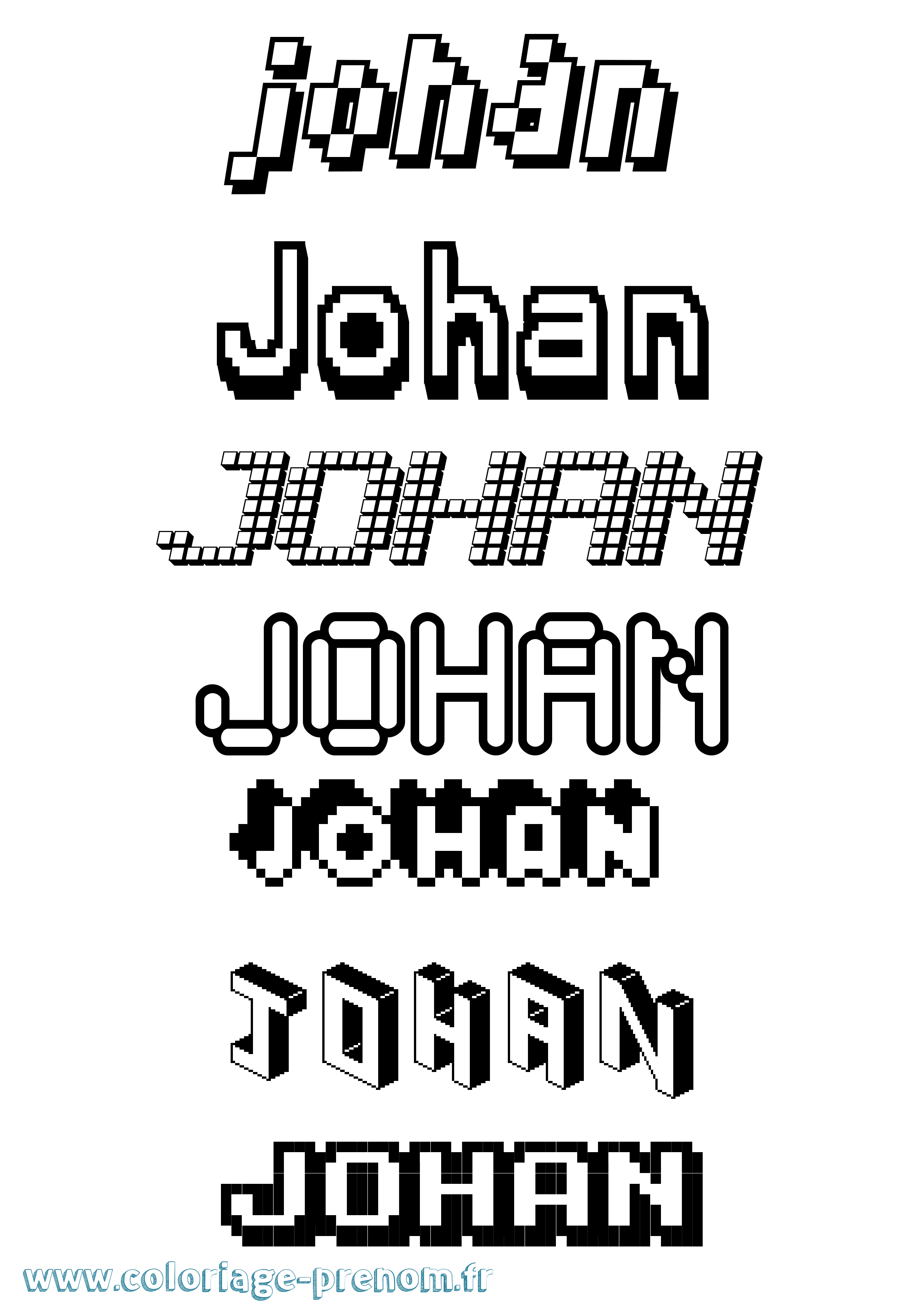 Coloriage prénom Johan Pixel