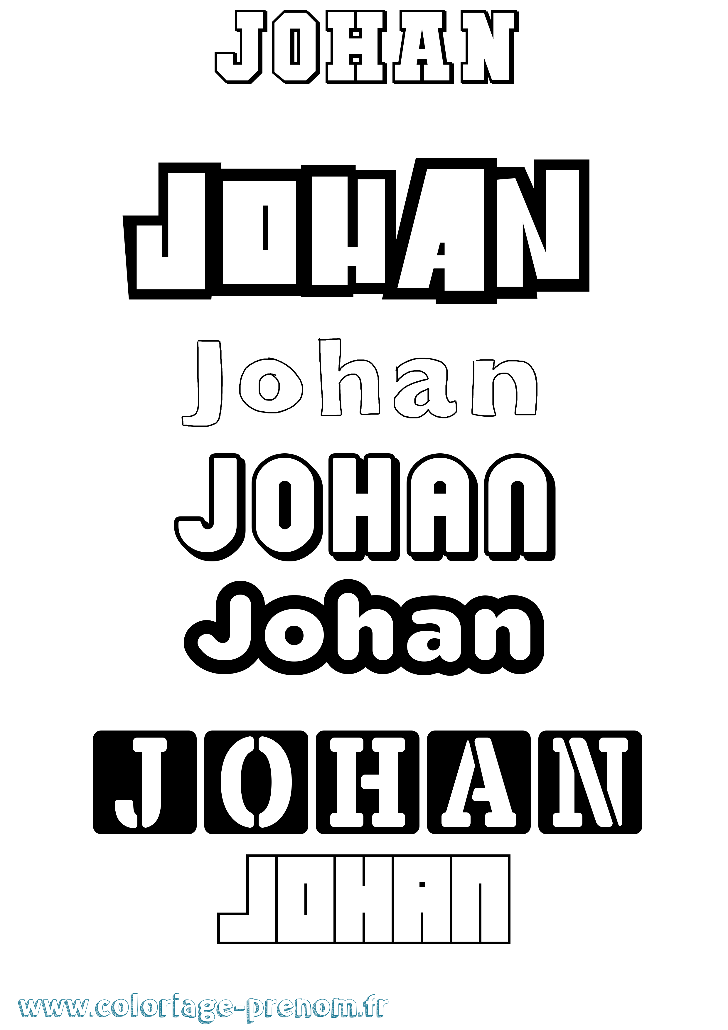 Coloriage prénom Johan Simple