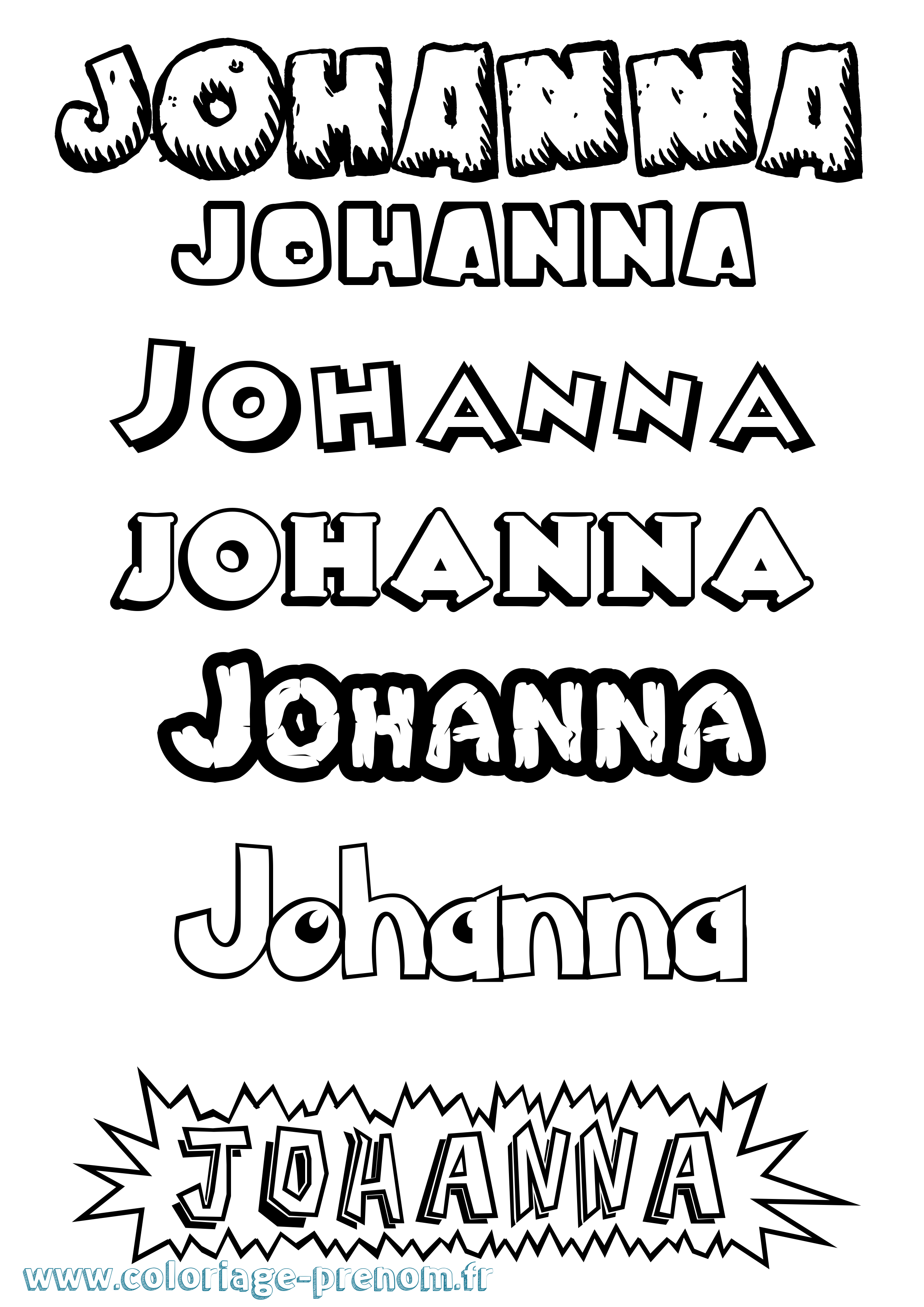Coloriage prénom Johanna Dessin Animé