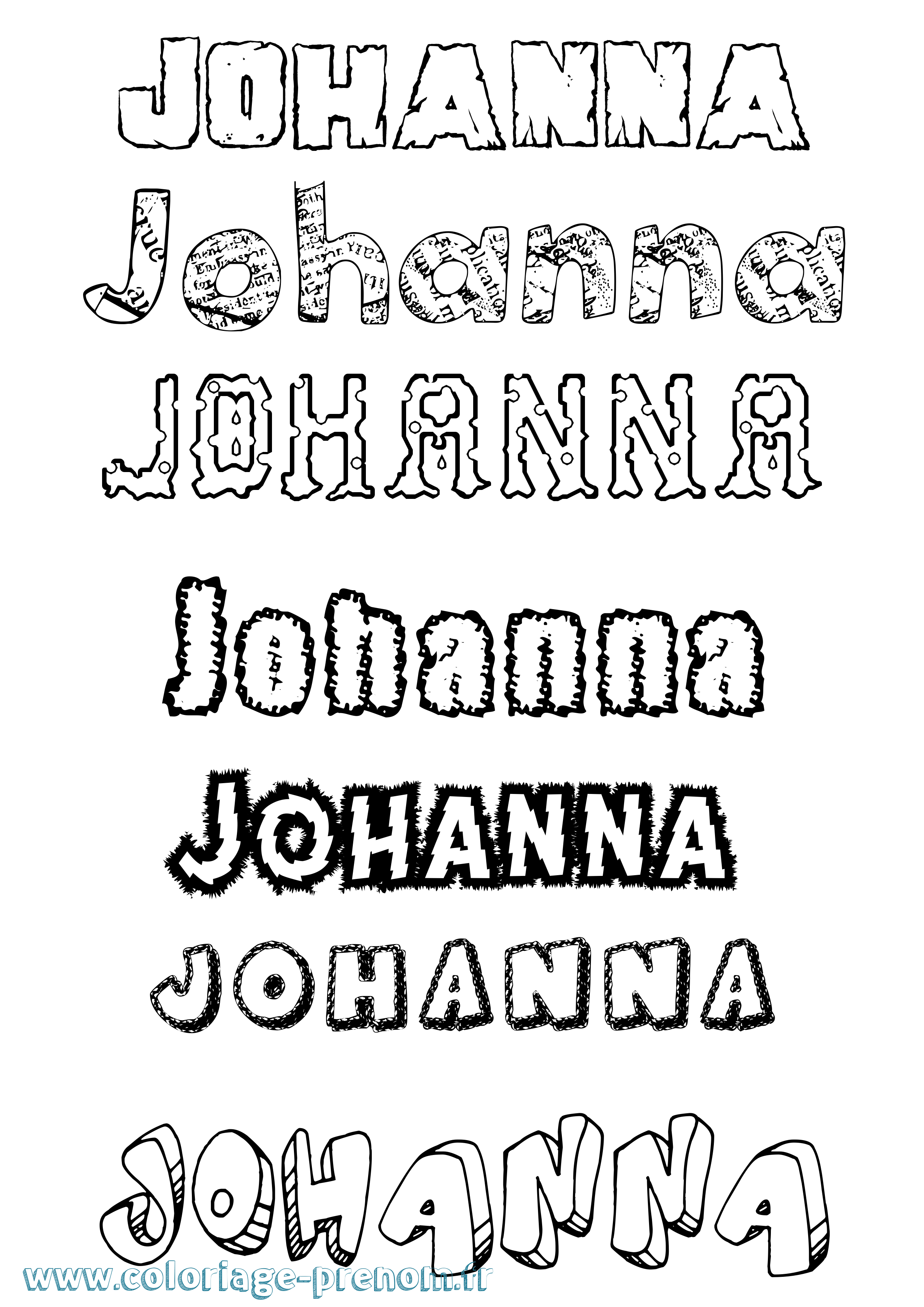 Coloriage prénom Johanna Destructuré