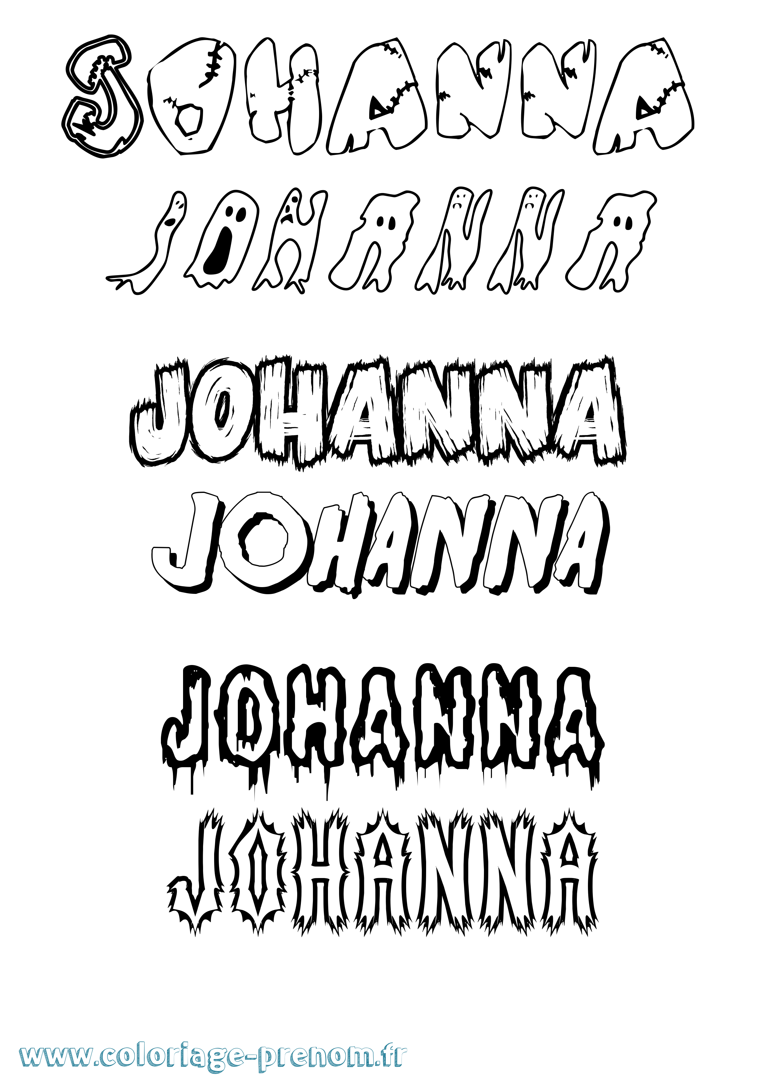 Coloriage prénom Johanna Frisson