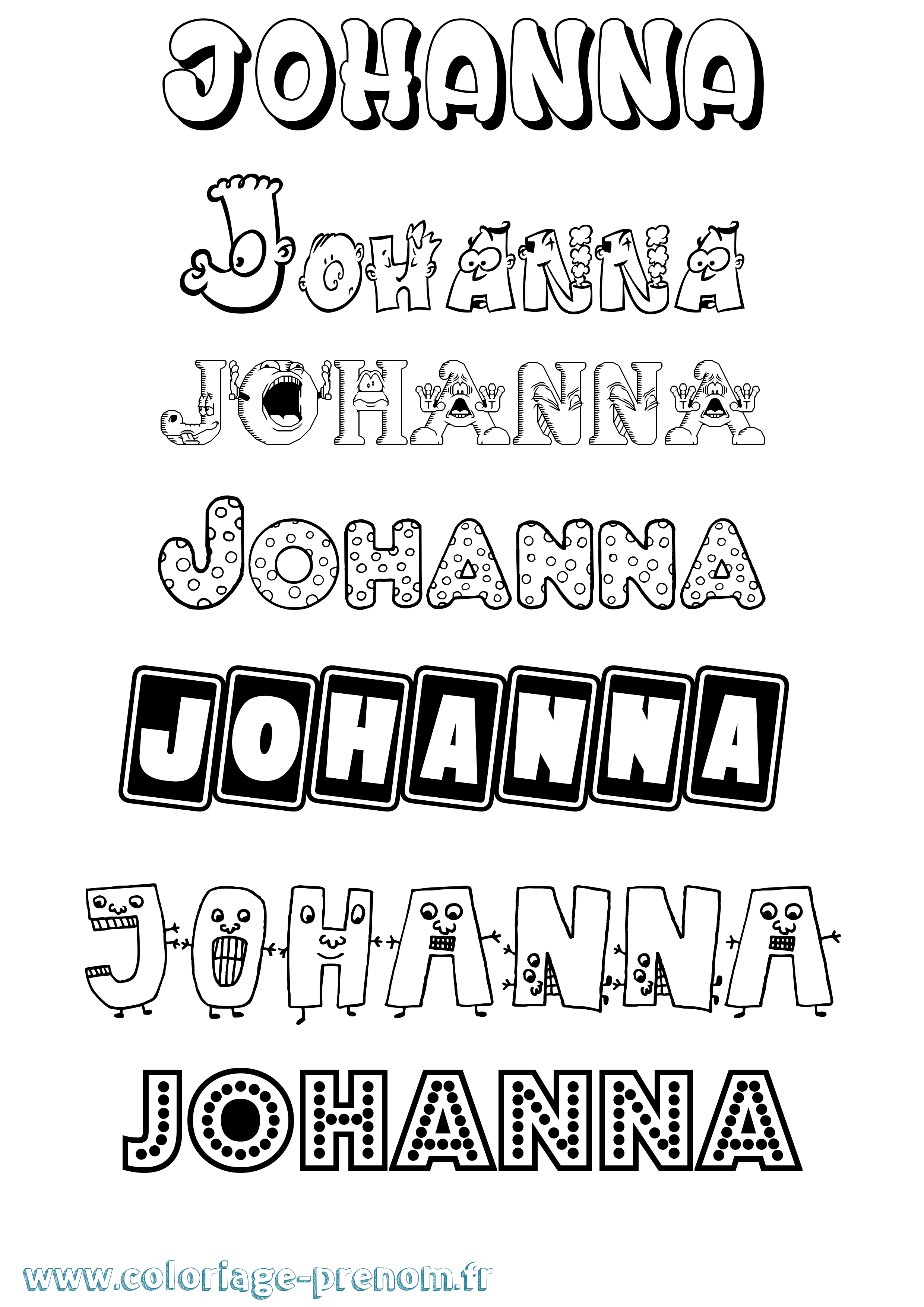 Coloriage prénom Johanna Fun